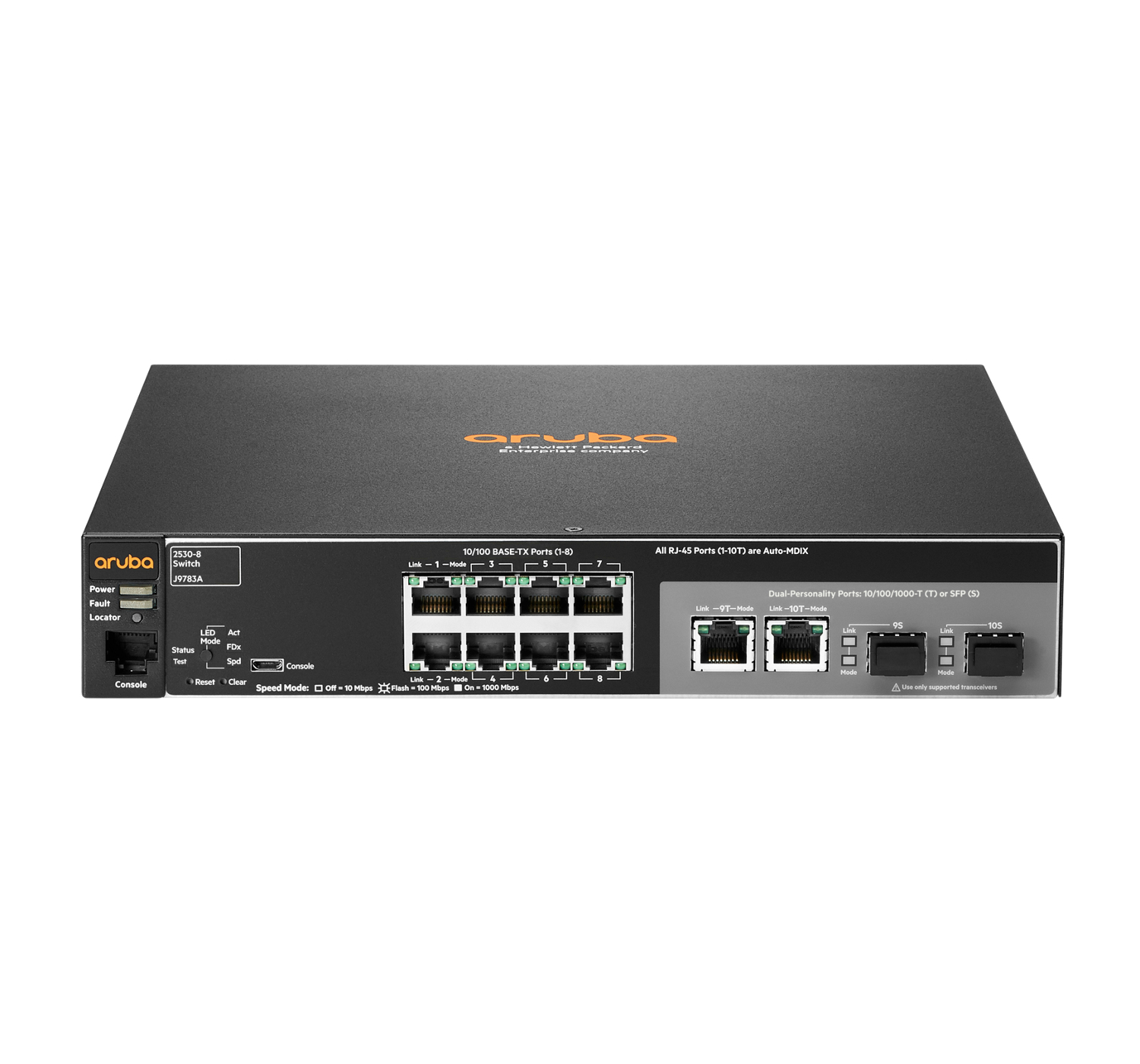 J9783A - HPE Aruba 2530-8 Managed Switch, 8 x 10/100 + 2 x Kombi-Gigabit-SFP