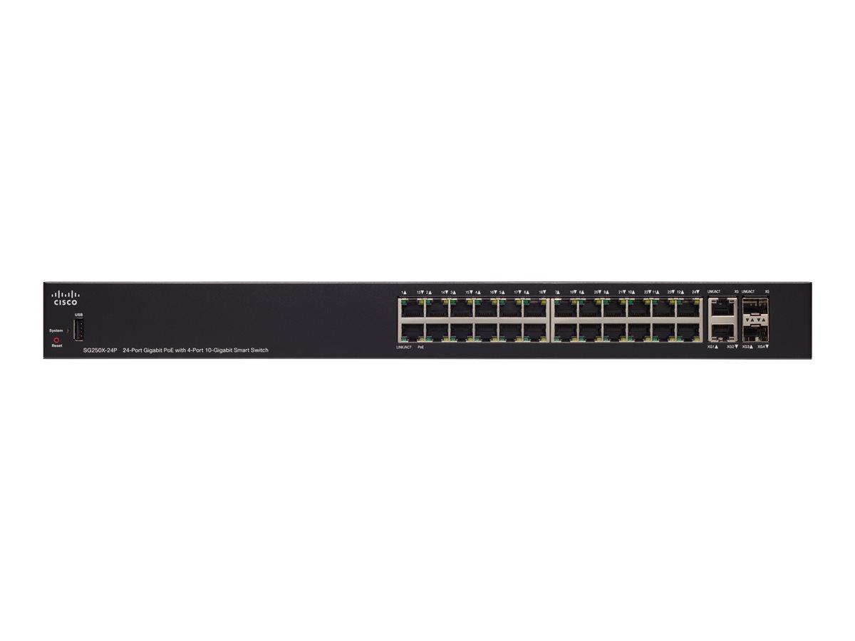 SG250X-24P-K9-EU - Cisco 250 Switch, L3 Smart, 24 x 10/100/1000, PoE+