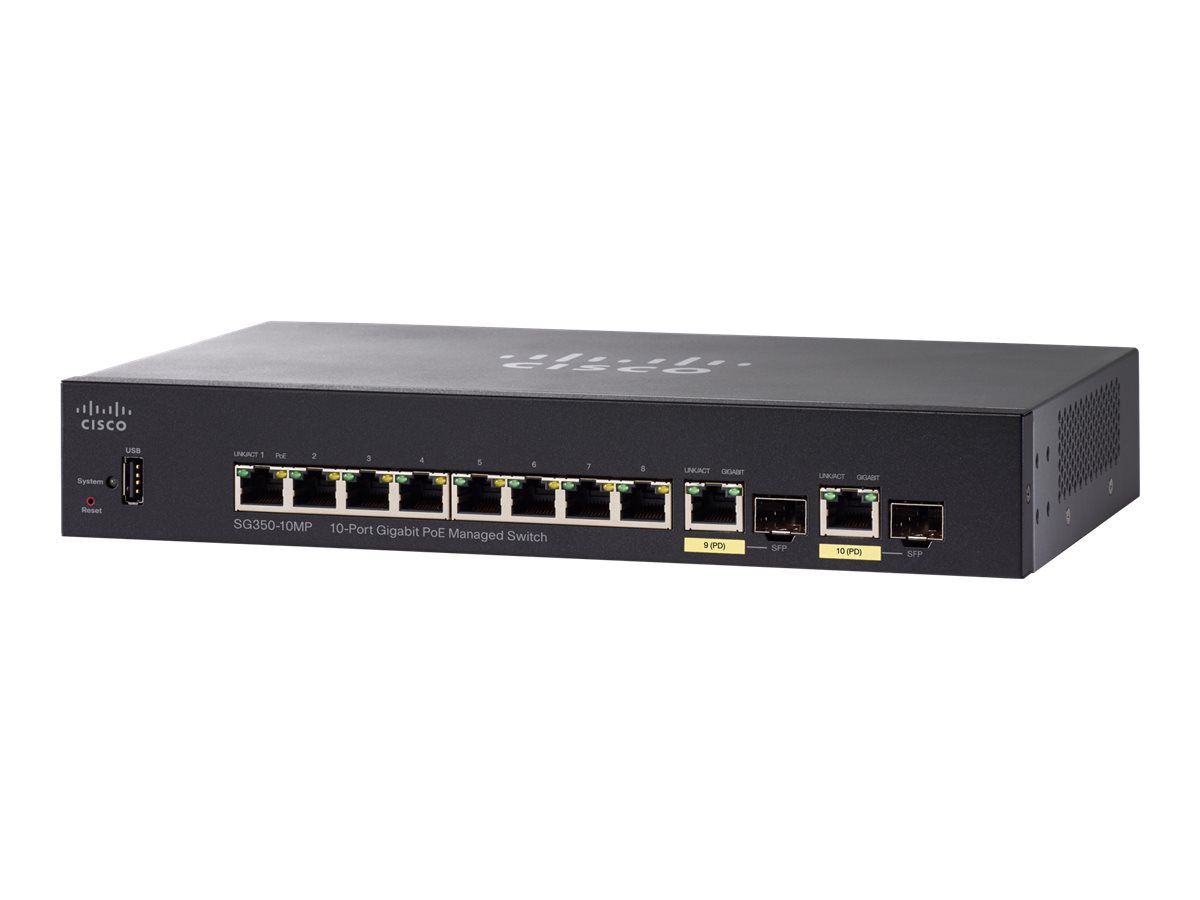 SG350-10MP-K9-EU - Cisco SG350-10MP Managed PoE+ Switch, 8 x 10/100/1000