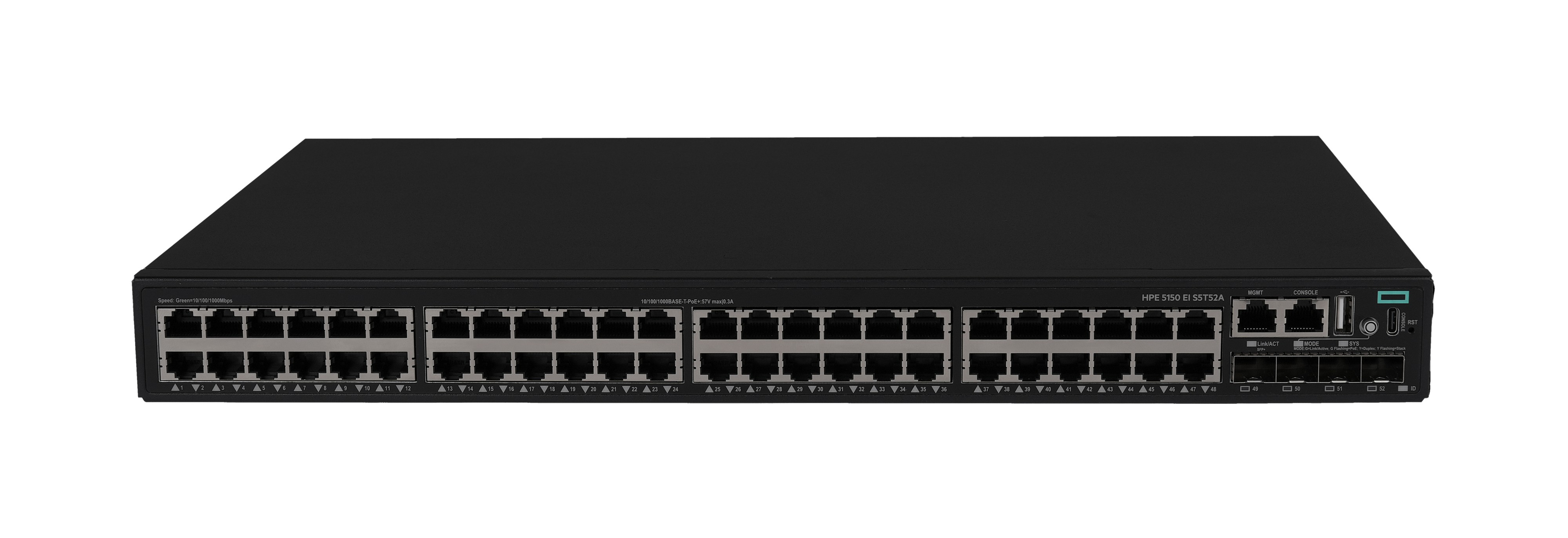 S5T52A - HPE Networking Comware 5150EI 48p 10M/100M/1G PoE+ 4p SFP+ 1G/10G Switch - Switch - L3 - managed - 48 x 10/100/1000Base-T (PoE+)