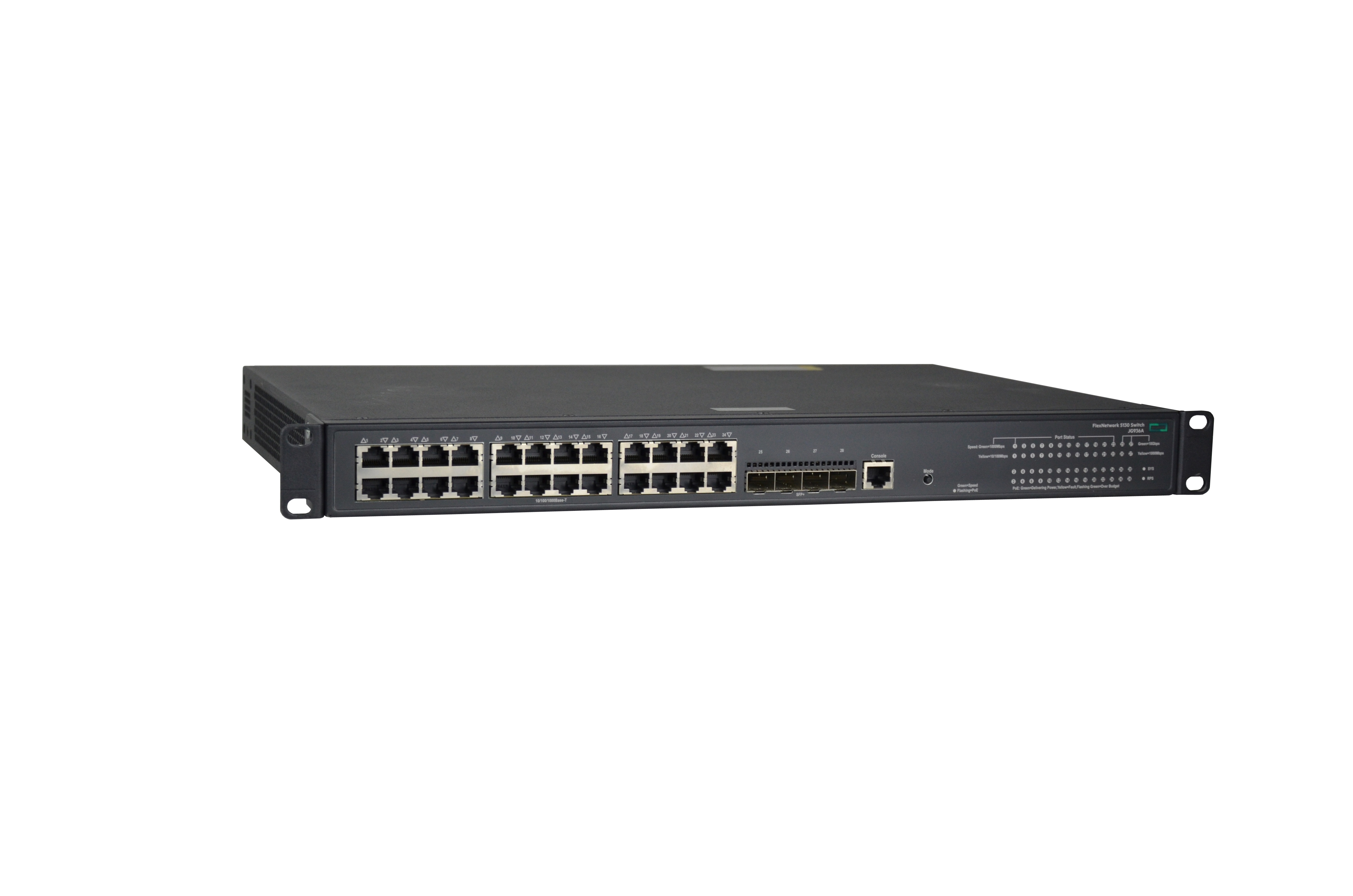 JG936A - HPE 5130-24G-PoE+-4SFP+ EI - Switch - L3 - managed - 24 x 10/100/1000 + 4 x 10 Gigabit Ethernet / 1 Gigabit Ethernet SFP+ - an Rack montable - PoE+ (370 W)