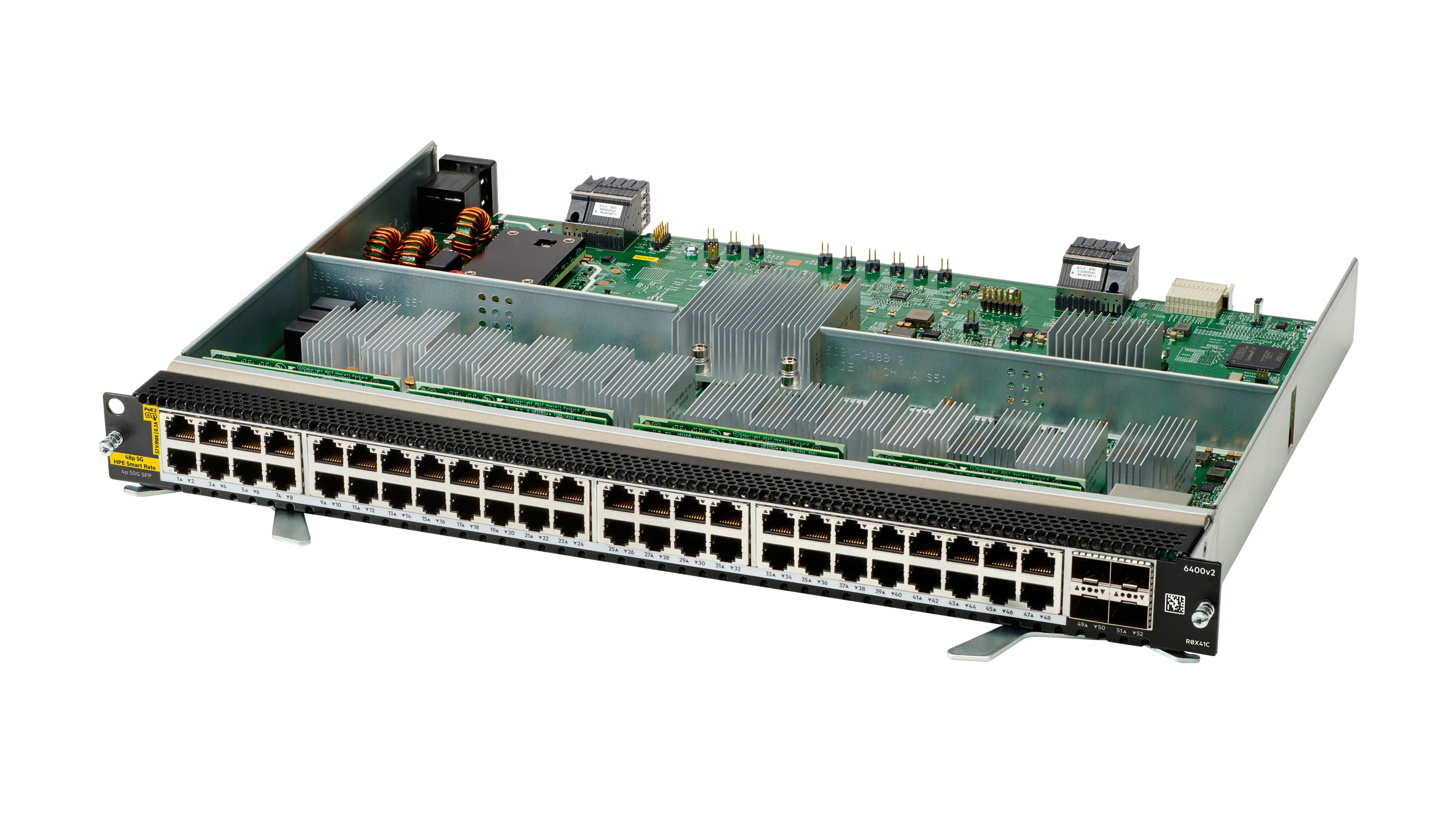 R0X41C - HPE Aruba 6400 48-port HPE Smart Rate 1/2.5/5GbE Class 6 PoE and 4-port SFP56 v2 Module - Switch - L3 - 48 x 1/2.5G/5G (PoE)
