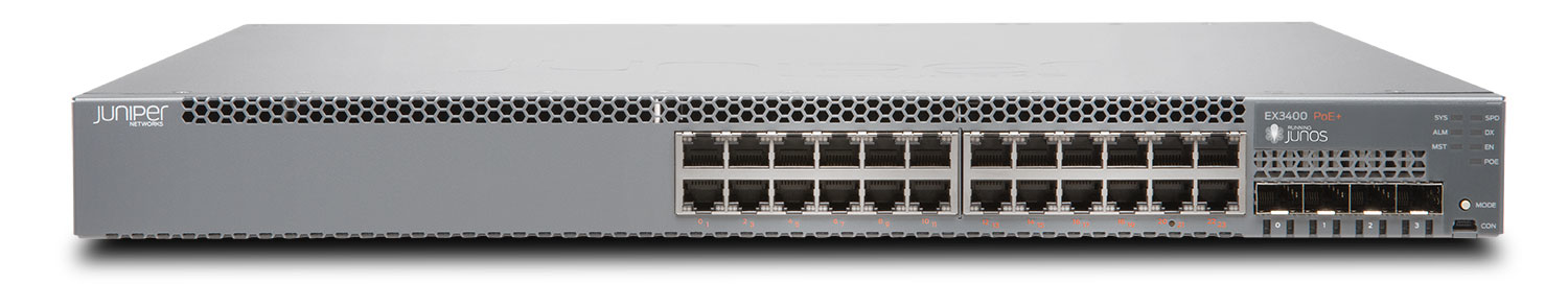 EX3400-24P - Juniper EX Series EX3400-24P - Switch - L3 - managed - 24 x 10/100/1000 (PoE+)