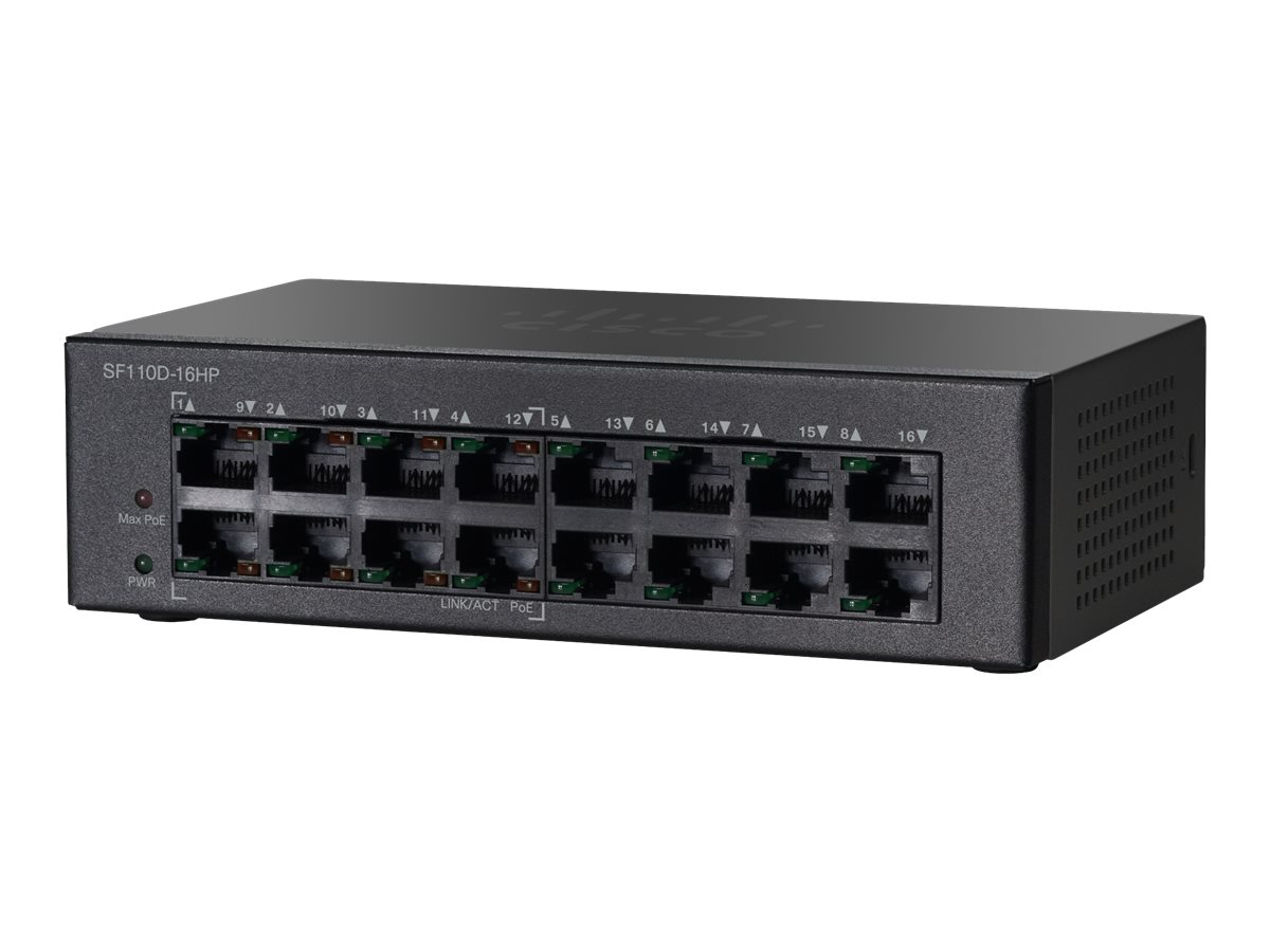 SF110D-16HP-EU - Cisco Small Business Switch 8x 10/100 + 8x 10/100 (PoE)