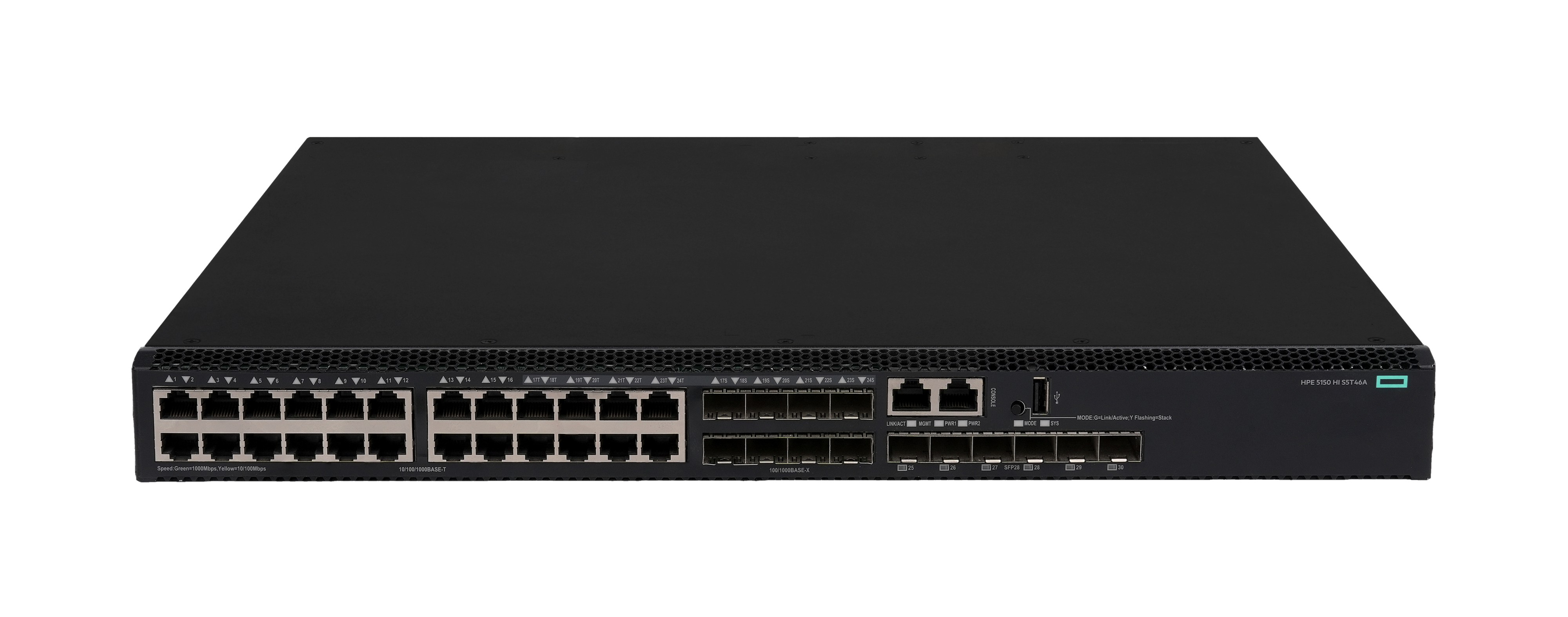 S5T46A - HPE Networking Comware 5150HI 24p 10M/100M/1G 8p SFP 1G Combo 6p SFP28 10G/25G Switch - Switch - L3 - managed - 48 x 10/100/1000Base-T + 8 x 100/1000Base-X SFP + 6 x 10 Gigabit / 25 Gigabit SFP28 (uplink / stacking)