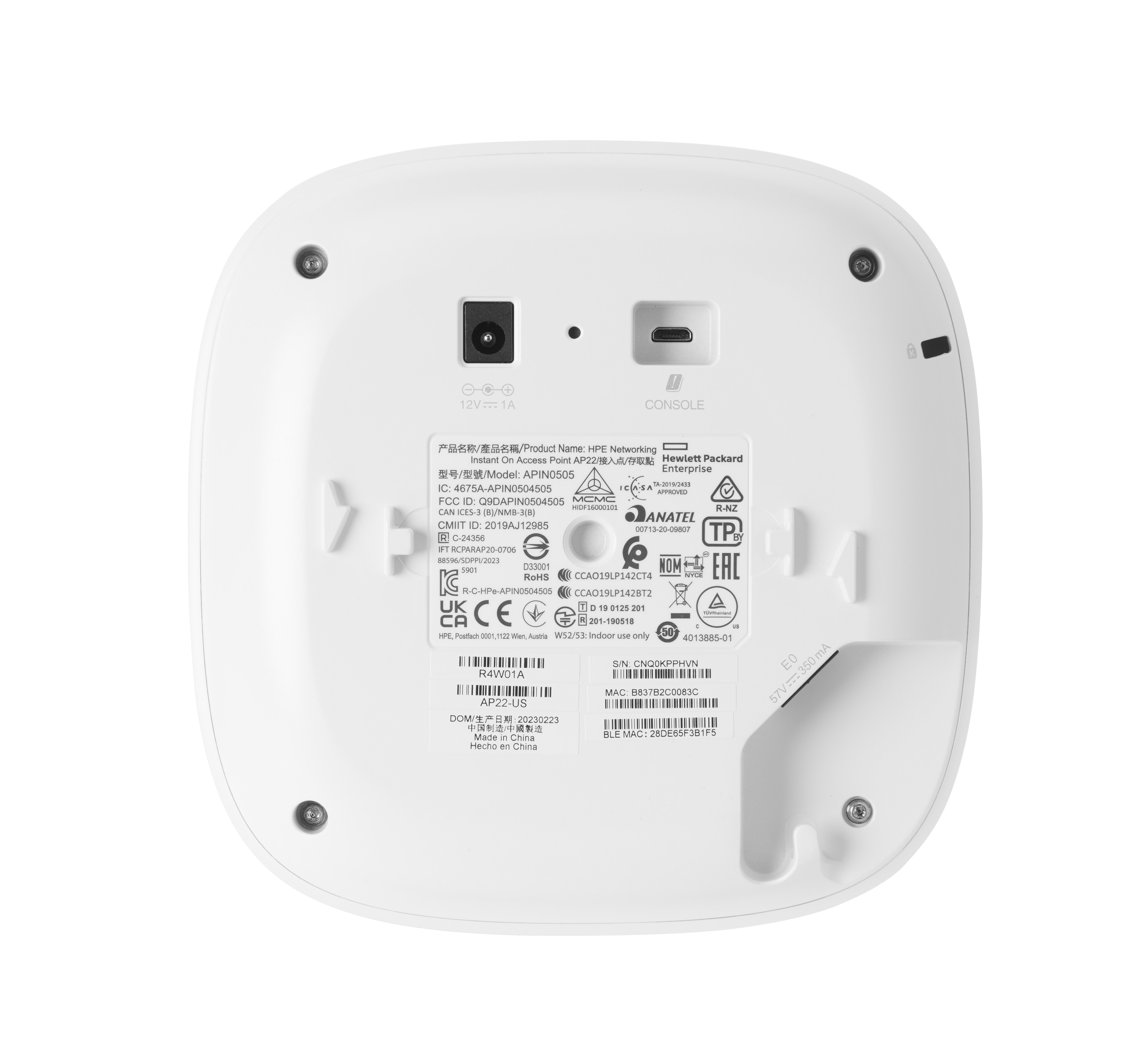 S0G23A - Punto de acceso HPE Aruba AP22 - Wi-Fi 6 - PoE - Para interiores - Antenas internas