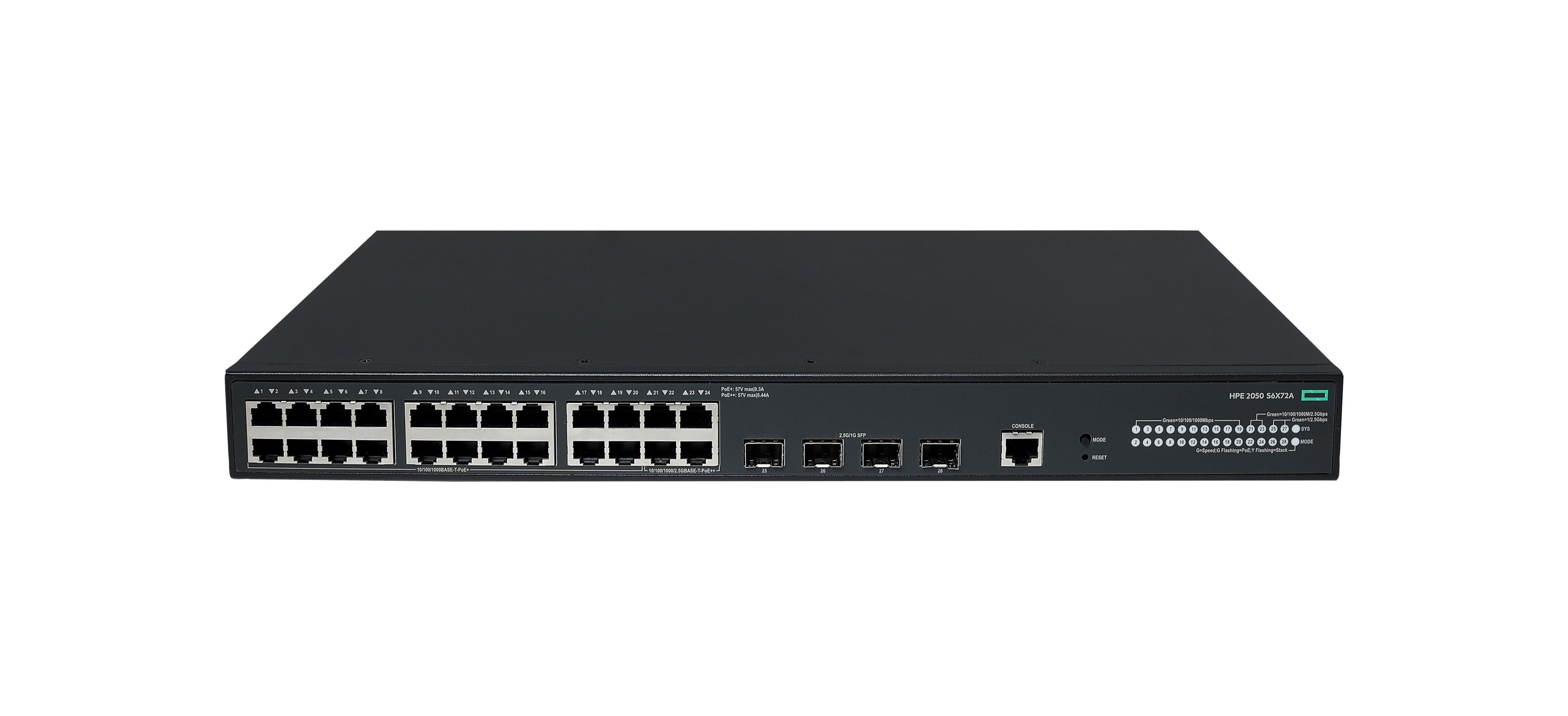 S6X72A - HPE Networking Comware 5050EI 20p 10/100/1000BT PoE+ 4p SmtRt 1/2.5GbE PoE++ 4p SFP 1G/2.5G - Switch - managed - 20 x 10/100/1000Base-T (PoE+)