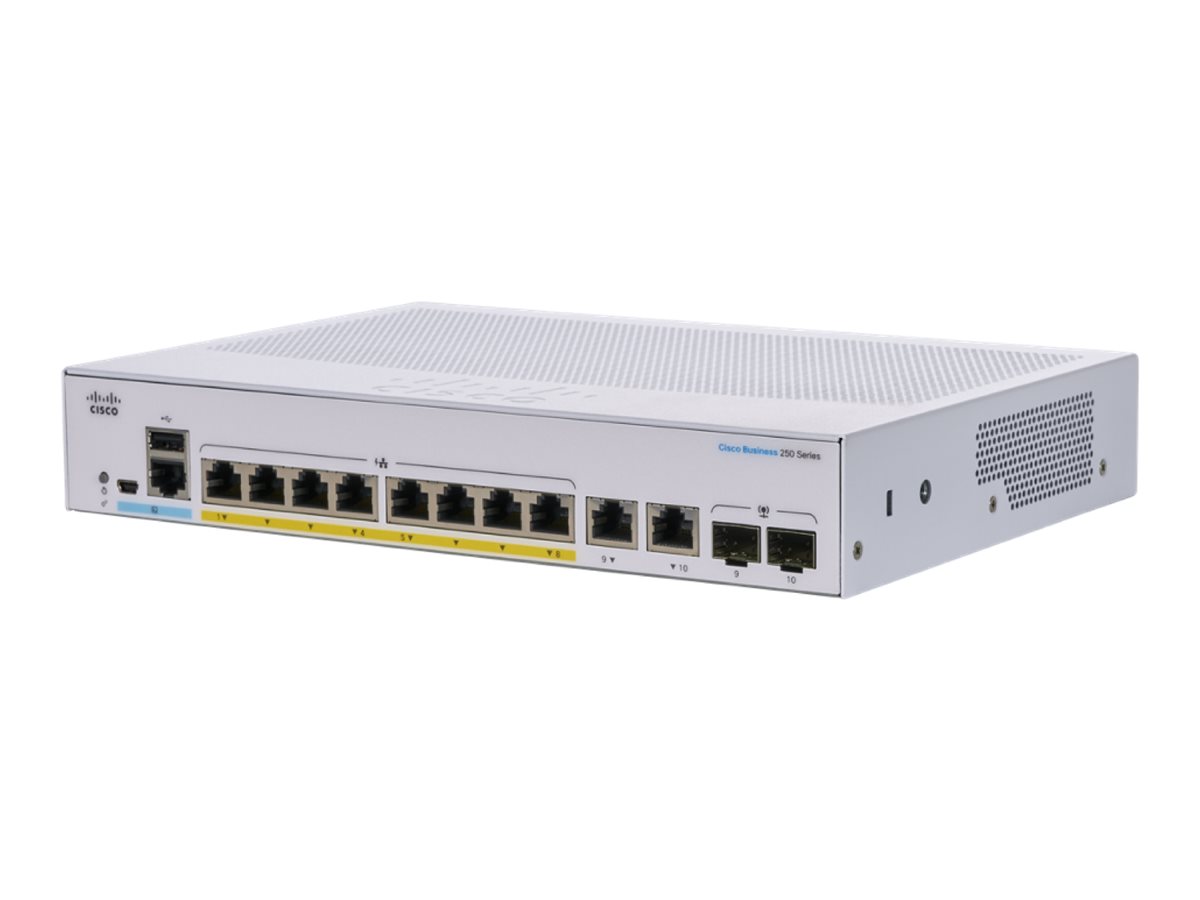CBS250-8FP-E-2G-EU - Cisco Business 250 Smart Switch, L3, 8x 10/100/1000 (PoE+)