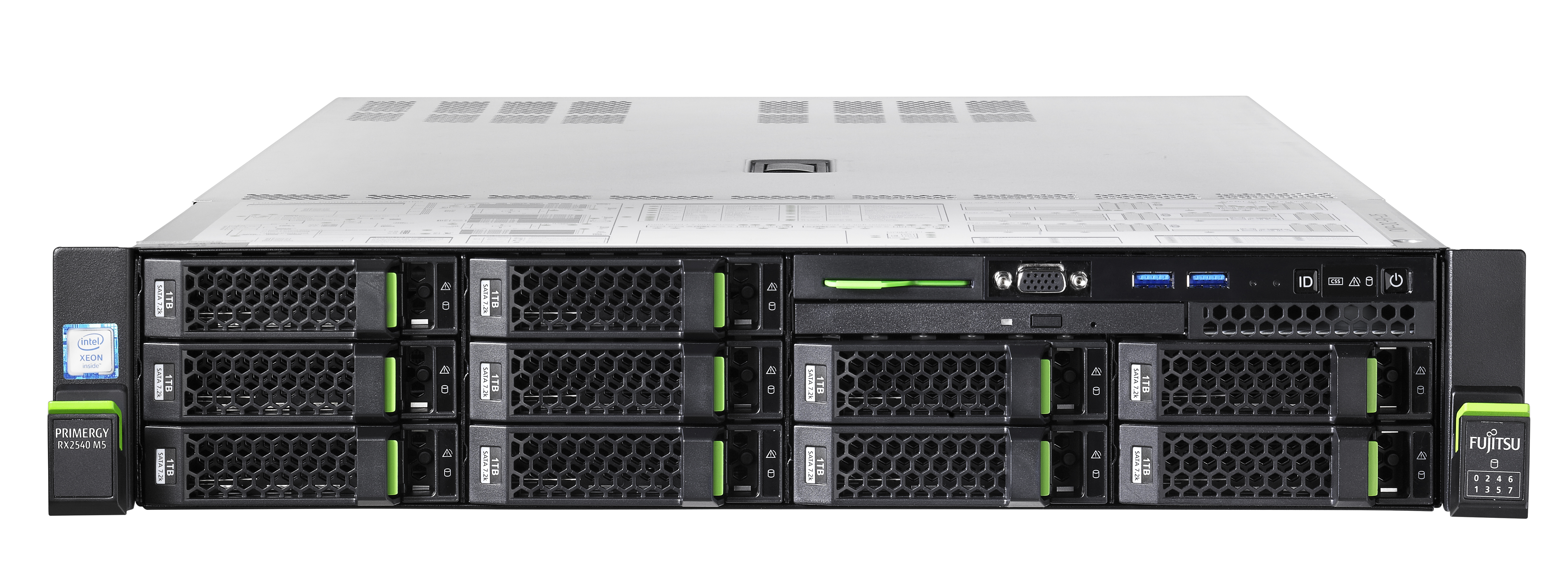 VFY:R2545SC012IN - Fsas Technologies Fujitsu PRIMERGY RX2540 M5 - Server - Rack-Montage - 2U - de doble procesador - 1 x Xeon Gold 6234 / 3.3 GHz - RAM 32 GB - SATA - Hot-Swap 6.4 cm (2.5")