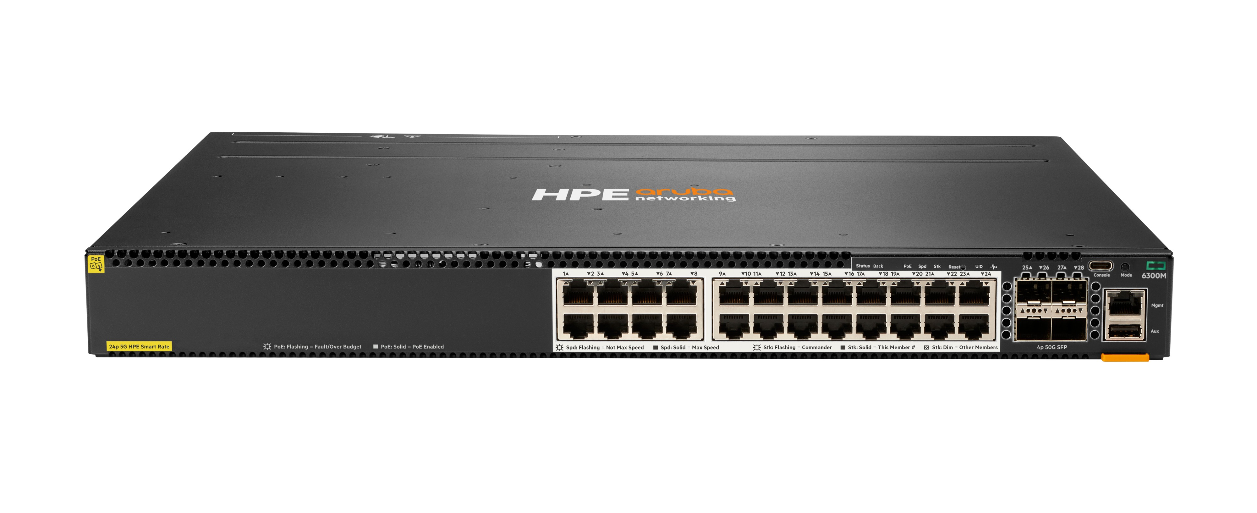 JL660A - HPE Aruba 6300M L3 Managed Switch, 24 x 1/2.5/5/10GBase-T + 4 x 1/10/25/50G SFP56