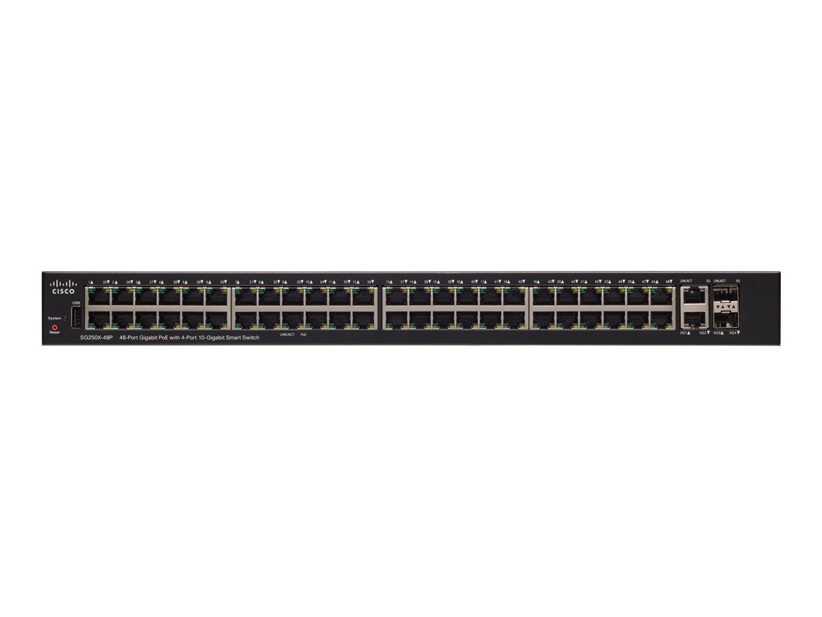 SG250X-48P-K9-EU - Cisco 250 Series Switch, L3 Smart, 48x 10/100/1000 (PoE+)