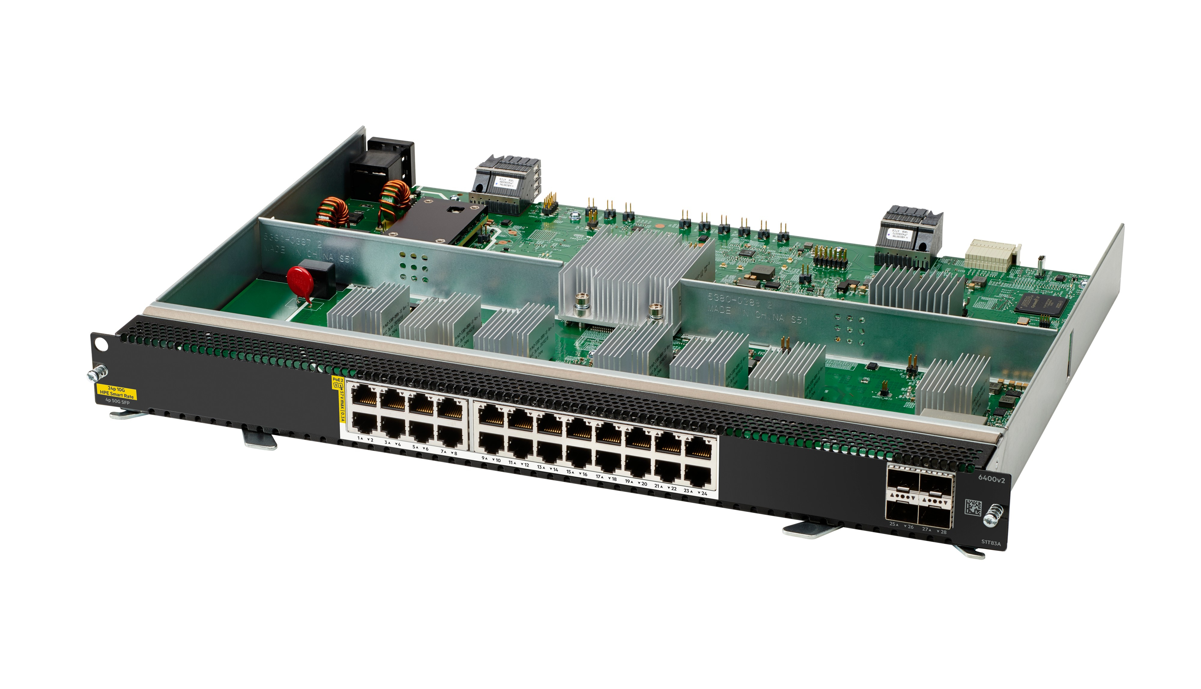 S1T83A - HPE Aruba Networking CX 6400 24p Smart Rate 1G/2.5G/5G/10G Class8 PoE and 4p SFP56 v2 Module