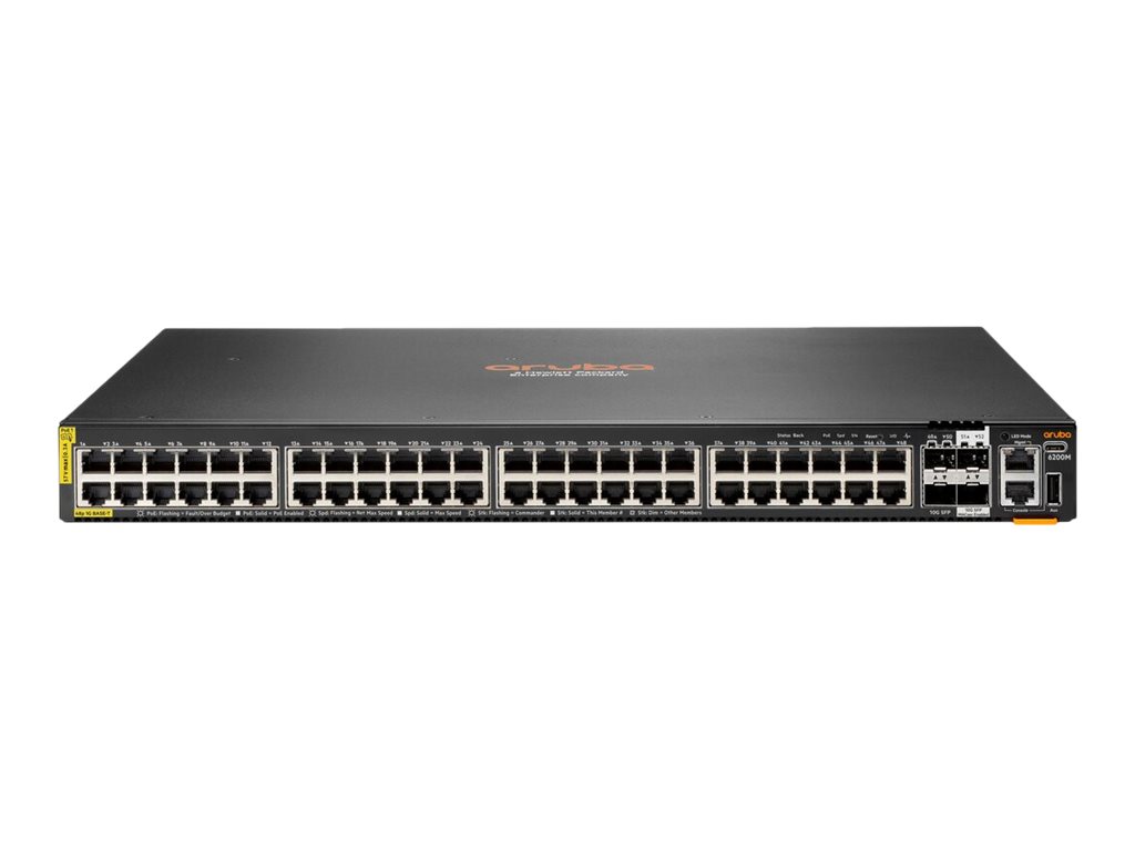 R8V11A - HPE Aruba 6200M 48G PoE+ 4SFP+ Switch, 10km Stacking, L3 Managed