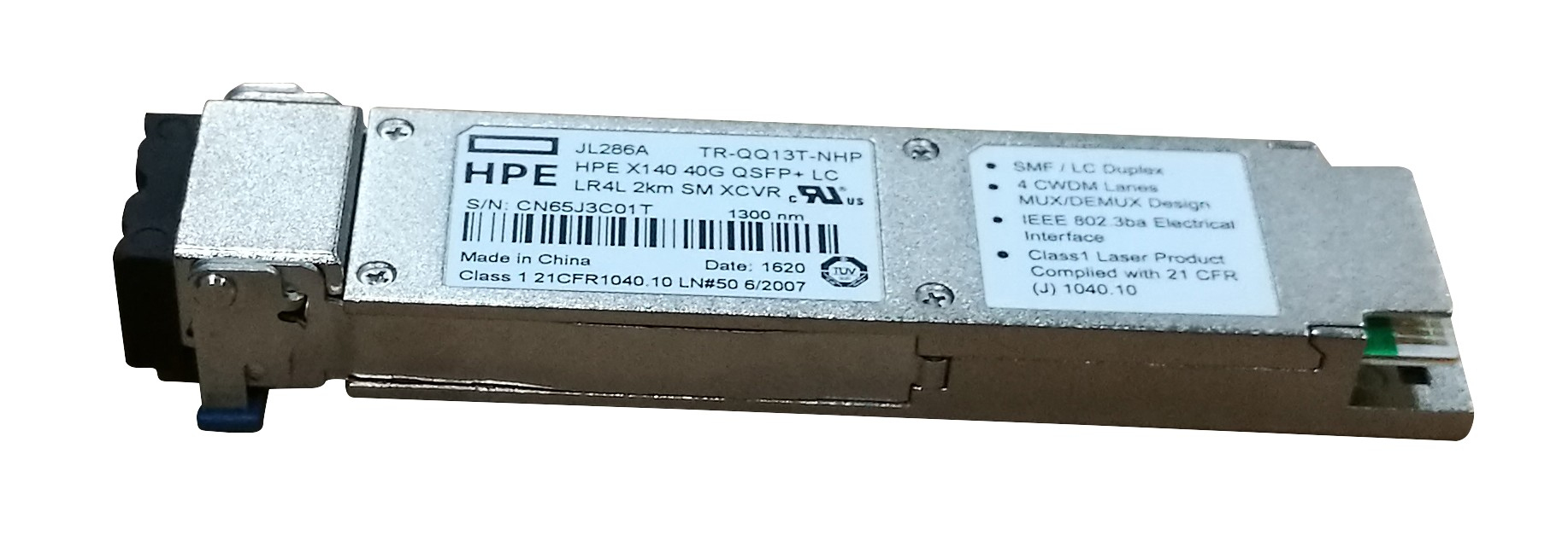 JL286A - HPE X140 - QSFP+ transceiver module - 40GbE - 40GBase-LRL4