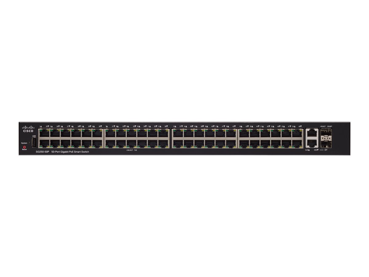 SG250-50P-K9-EU - Cisco 250 Series L3 Smart Switch, 48x 10/100/1000 (PoE+)