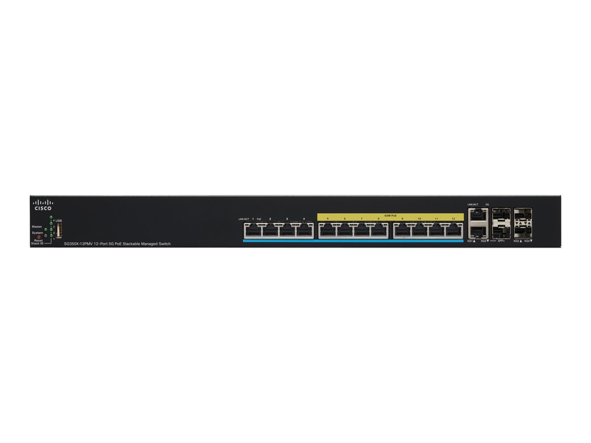 SG350X-12PMV-K9-EU - Cisco Switch, 12 x 100/1000/2.5G/5GBase-T (PoE+)