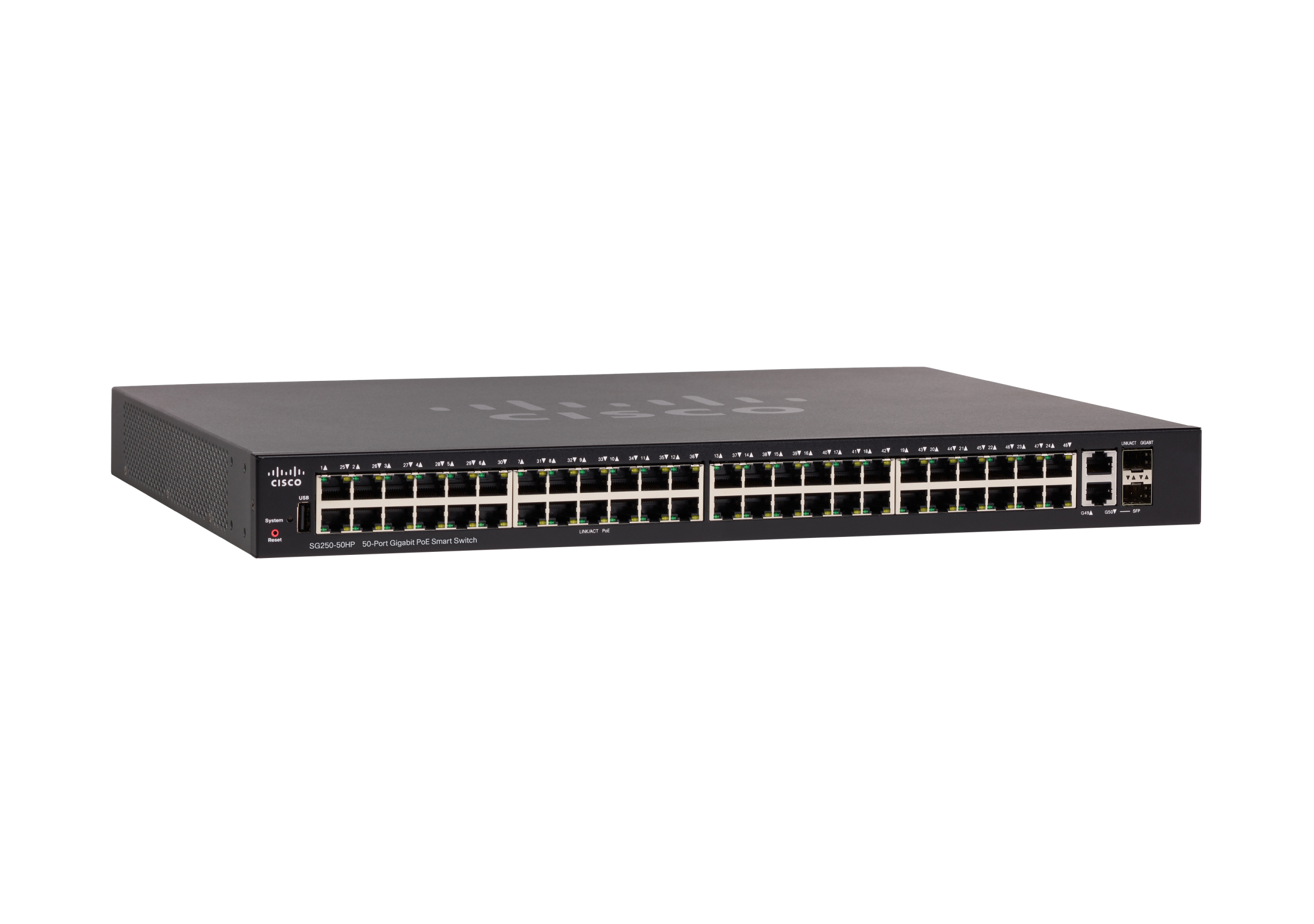 SG250-50-K9 - Cisco SG250-50-K9, Managed, L2+/L3, Gigabit Ethernet (10/100/1000), Rack-Einbau, 1U