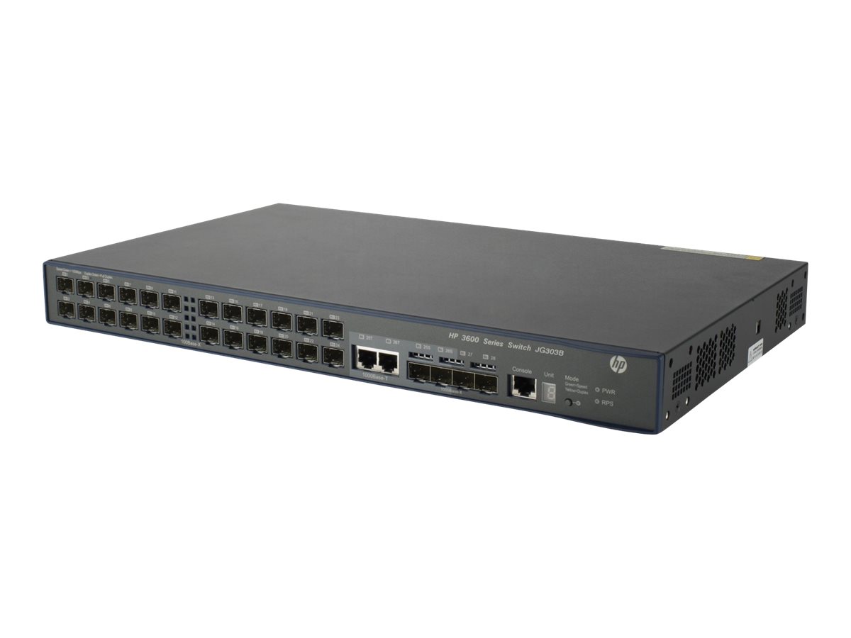 JG303B - HPE 3600-24-SFP v2 EI - Switch - L3 - managed - 24 x 100 Mbit SFP + 4 x Gigabit SFP + 2 x 1000Base-T (Kombi)