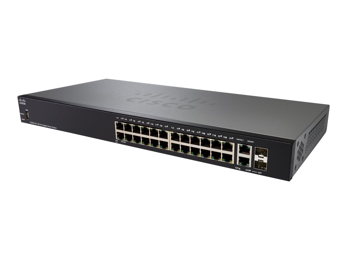 SG250-26-K9-EU - Cisco 250 Series Gigabit Switch, Smart Managed, 24 x 10/100/1000 + 2 x Combo-Gigabit-SFP