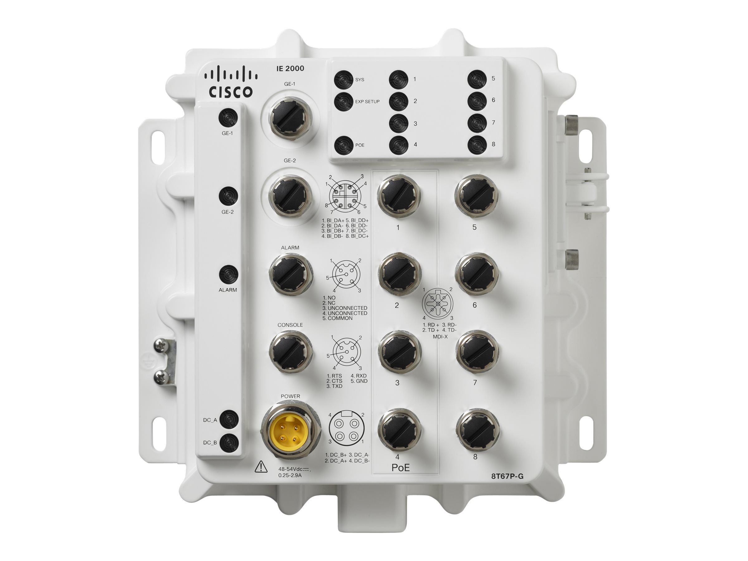 IE-2000-8T67P-G-E - Cisco Industrial Ethernet 2000 Switch, Managed, 8x 10/100 (PoE+), IP67