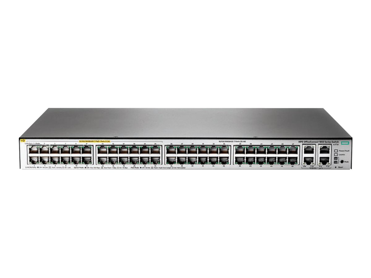 JL173A - HPE OfficeConnect 1850 48G 4XGT PoE+ 370W - Switch - managed - 24 x 10/100/1000 (PoE+)