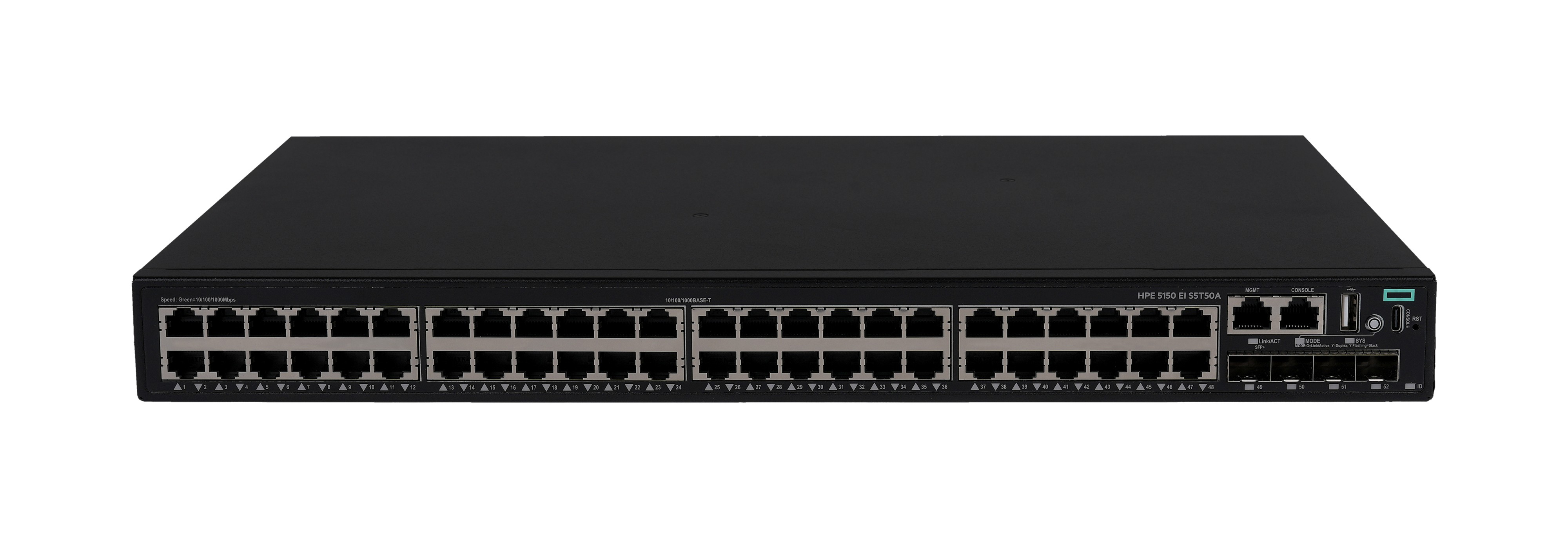 S5T50A - HPE Networking Comware 5150EI 48p 10M/100M/1G 4p SFP+ 1G/10G Switch - Switch - L3 - managed - 48 x 10/100/1000Base-T + 4 x 1 Gigabit / 10 Gigabit SFP+ (Uplink / Stacking)