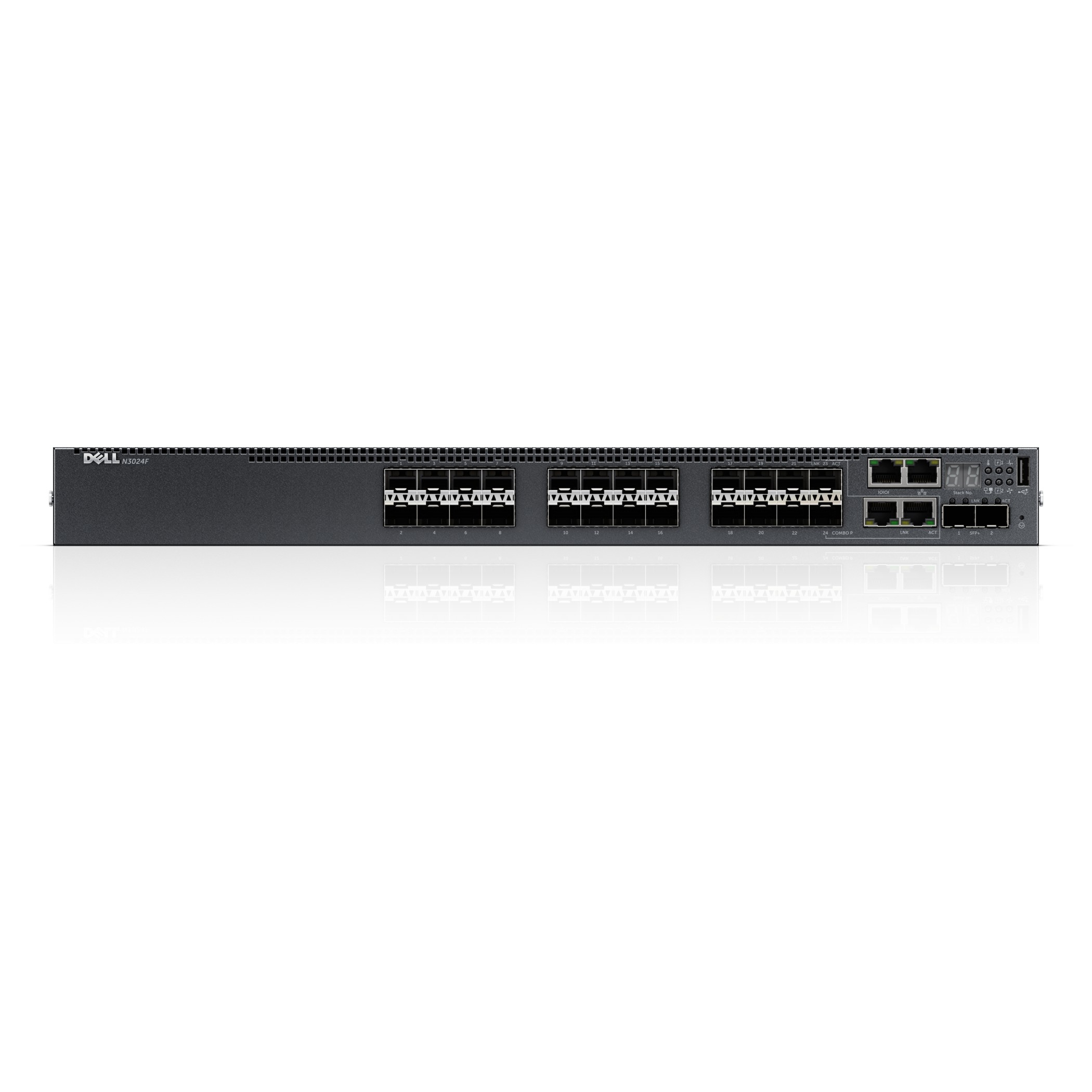 210-ABOE - Dell Networking N3024F - Switch - L3 - managed - 24 x Gigabit SFP + 2 x 10 Gigabit SFP+ + 2 x 1000Base-T (Kombi)