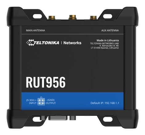 RUT956200100 - Teltonika RUT956, mobile network router, black, aluminium, plastic, DIN rail, industrial, Fast Ethernet