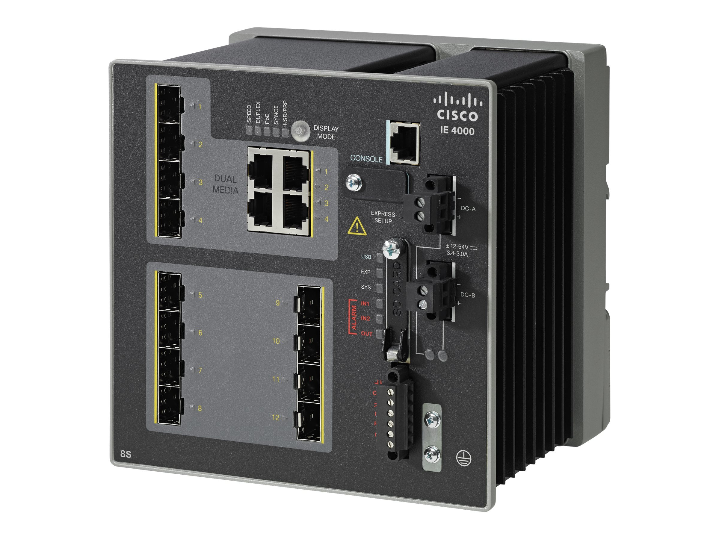 IE-4000-8GS4G-E - Cisco Industrial Ethernet 4000 Series Switch, 8 Gigabit Ethernet, 4 Gigabit SFP, Enhanced Security