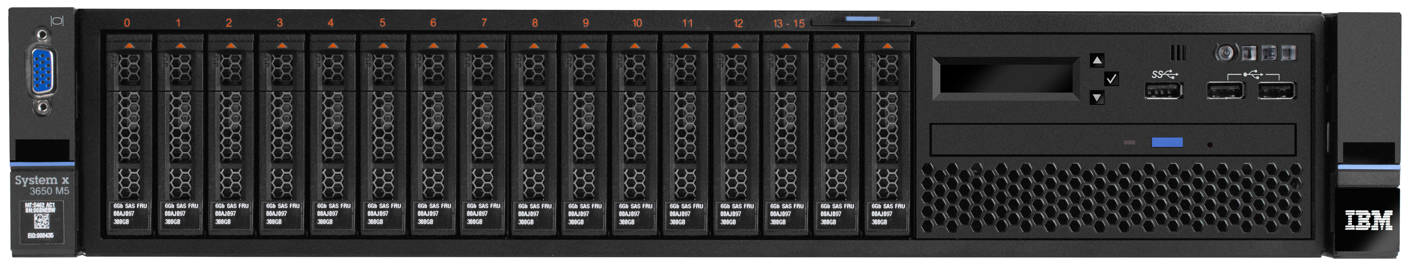 5462D2G - Lenovo System x3650 M5 5462 - Server - Rack-Montage - 2U - de doble procesador - 1 x Xeon E5-2630V3 / 2.4 GHz - RAM 16 GB - SAS - Hot-Swap 6.4 cm (2.5")
