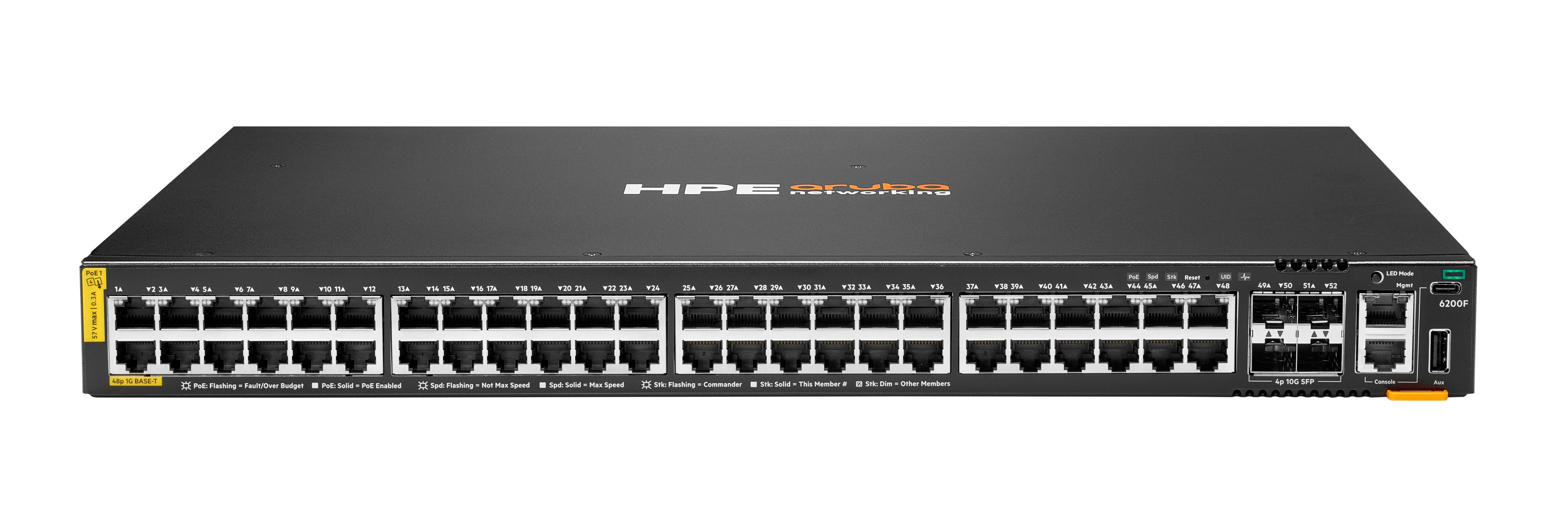 JL728B - HPE Aruba CX 6200F 48G PoE+ 4SFP+ 740W Switch, L3 managed, 48x 10/100/1000