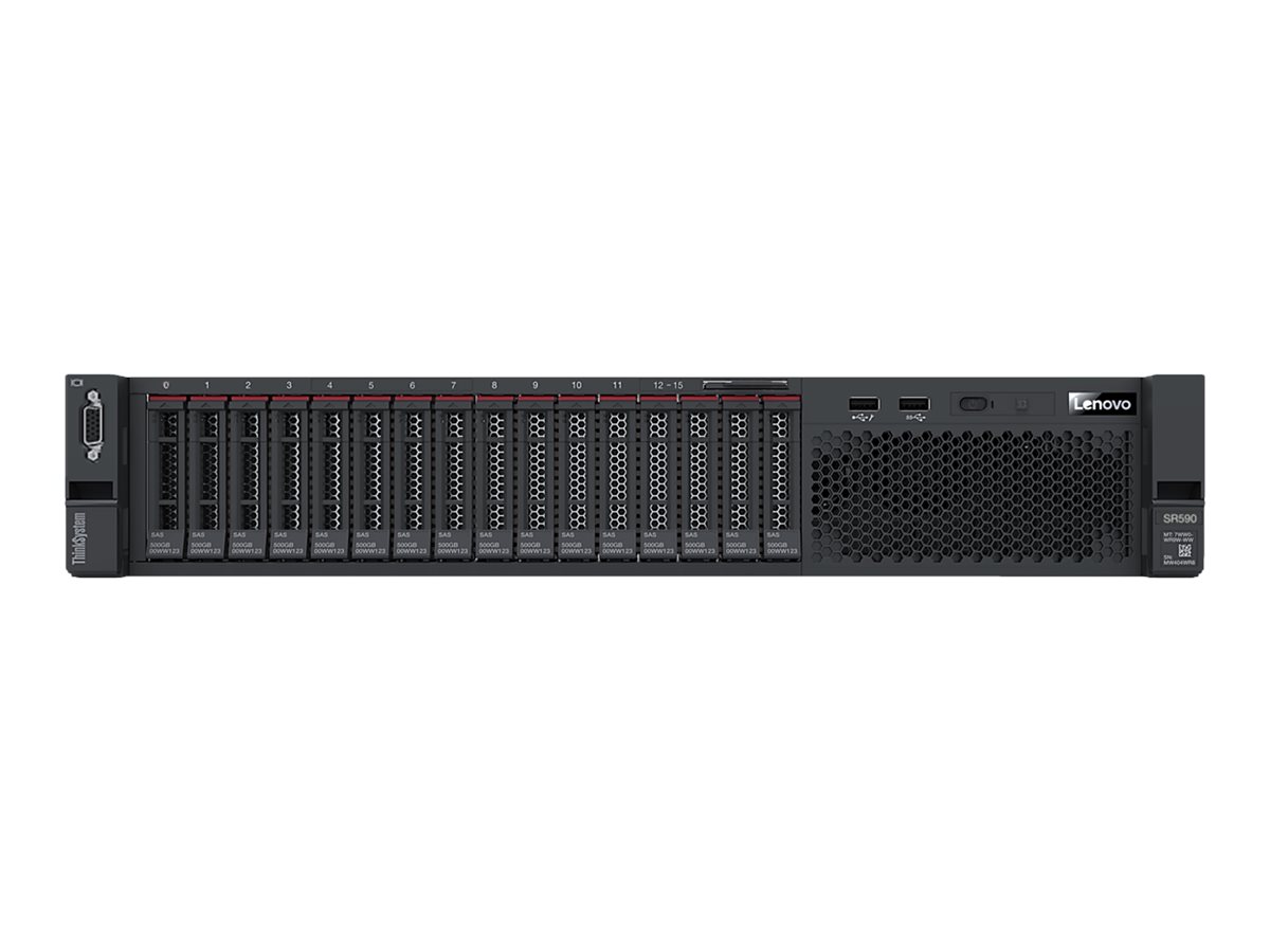7X99A099EA - Lenovo ThinkSystem SR590 7X99 - Server - Rack-Montage - 2U - de doble procesador - 1 x Xeon Silver 4208 / 2.1 GHz - RAM 32 GB - SAS - Hot-Swap 6.4 cm (2.5")
