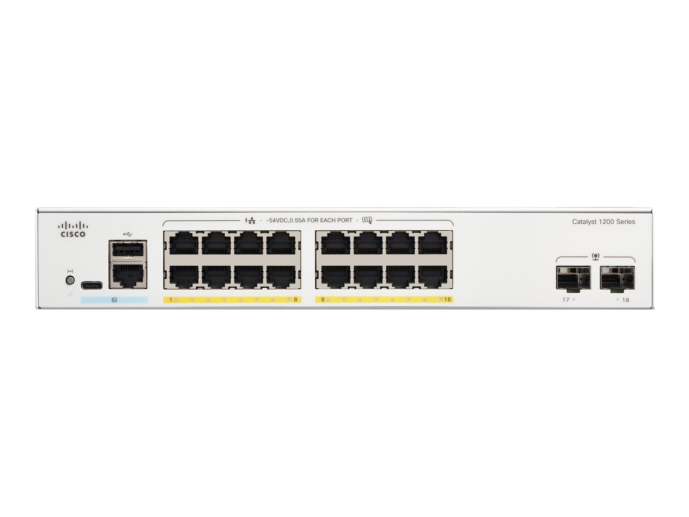 C1200-16P-2G - Conmutador Cisco Catalyst 1200 - 16 puertos - Gestionado L3 - PoE+