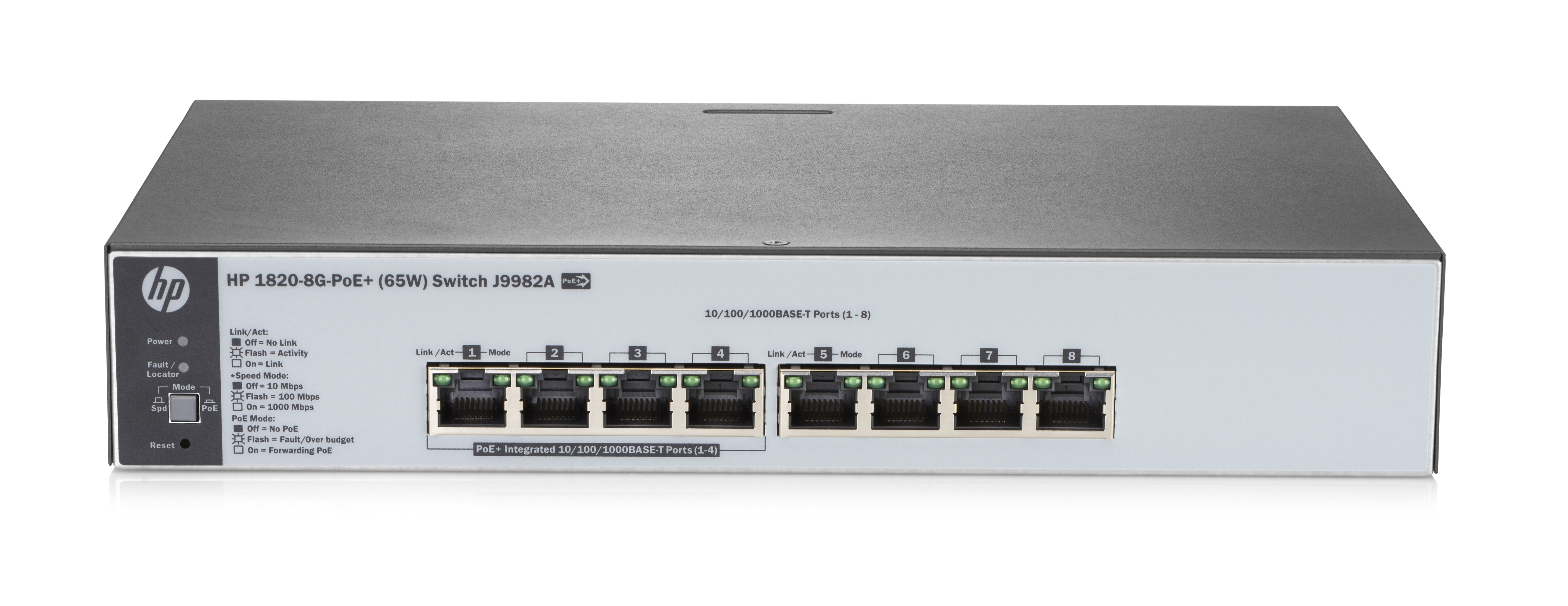 J9982A - HPE 1820-8G-PoE+ (65W) - Switch - managed - 4 x 10/100/1000 (PoE+)