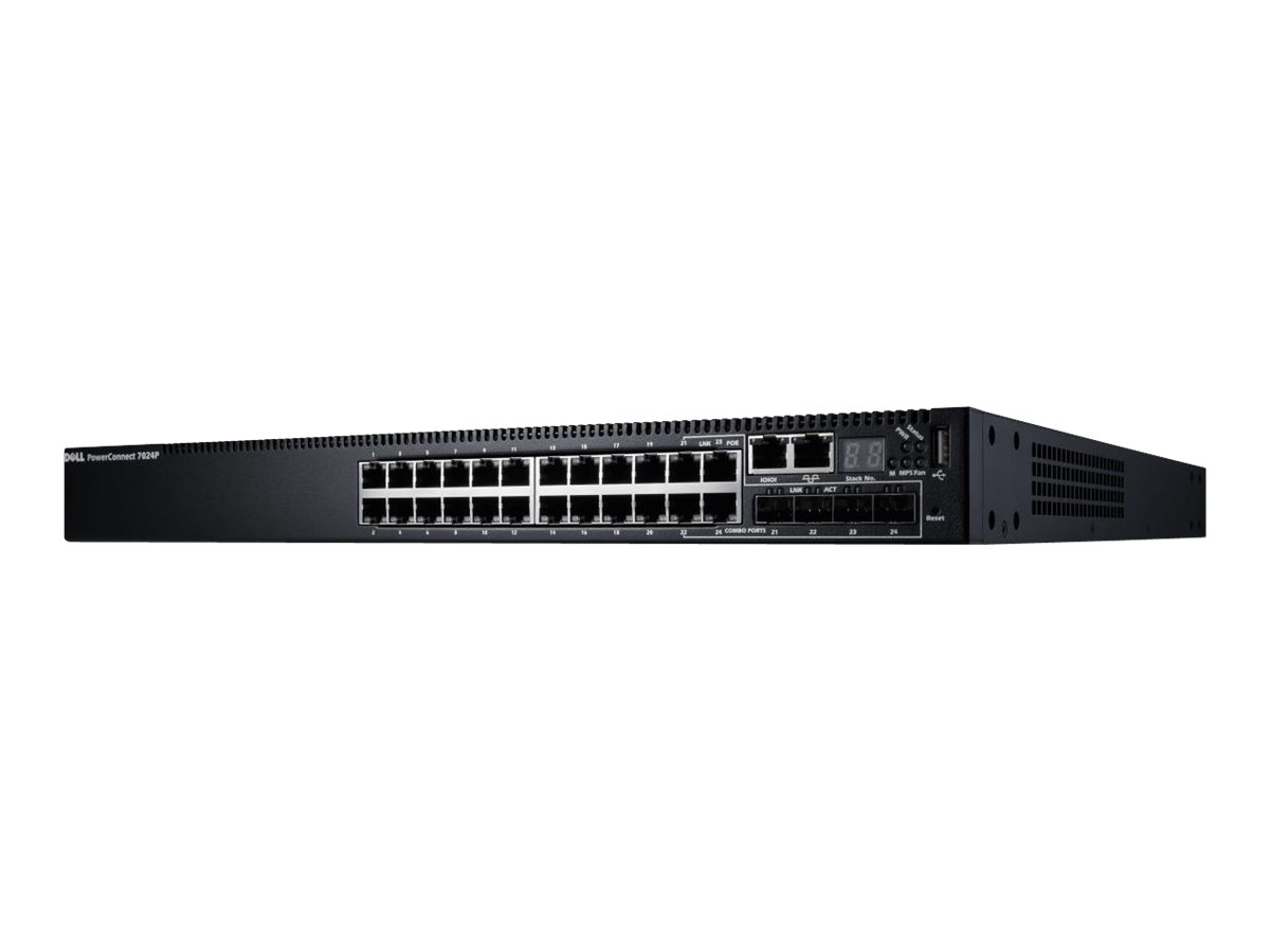 210-34484 - Dell PowerConnect 7024P - Switch - L3 - managed - 24 x 10/100/1000 (PoE+)