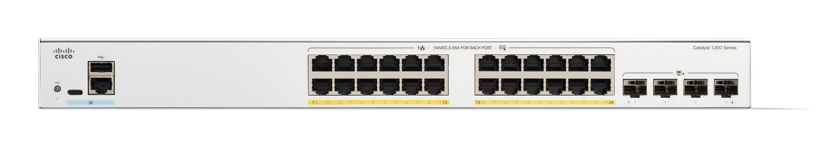 C1200-24P-4X - Conmutador Cisco Catalyst 1200 - 24 puertos - Gestionado L3 - PoE+