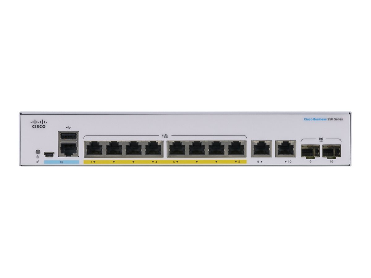 CBS250-8FP-E-2G-EU - Switch Cisco Business 250 - 10 porte - Gestito L3 - PoE+