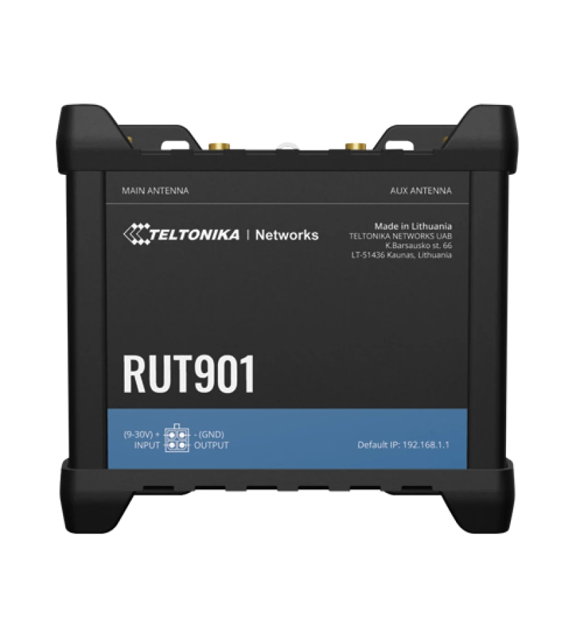 RUT901000600 - Teltonika RUT901, mobile network router, black, aluminium, Fast Ethernet, 10, 100 Mbit/s, IEEE 802.11b, IEEE 802.11g, IEEE 802.11n, IEEE 802.11r, IEEE 802.3, IEEE 802.3u