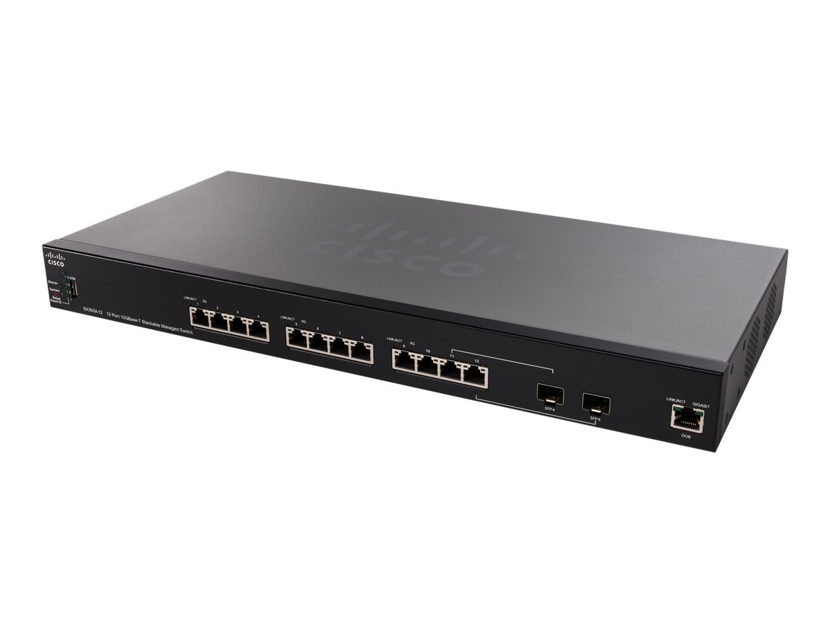 SX350X-12-K9-EU - Cisco Managed Switch, 10x 10GbE + 2x C 10 G-Bit SFP+ + 2x 10Gb SFP+