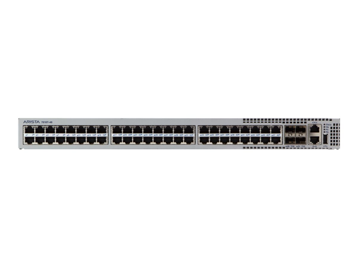 DCS-7010T-48-DC - Arista 7010T Series 7010T-48 - Switch - L3 - managed - 48 x 10/100/1000 + 4 x 1 Gigabit/10 Gigabit SFP+ (Uplink)