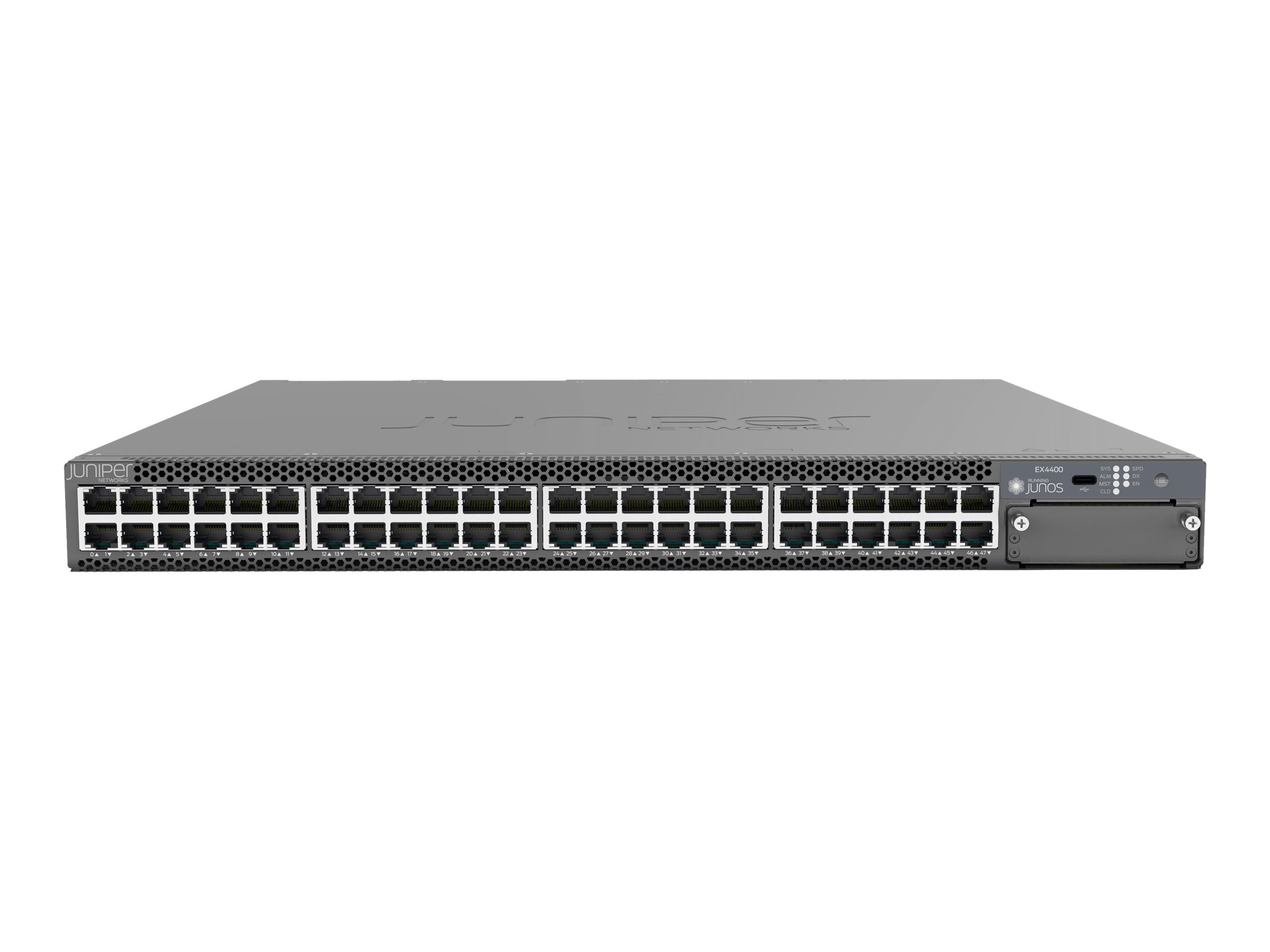 EX4400-48T-TAA - Juniper EX Series EX4400-48T - Switch - L3 - managed - 48 x 10/100/1000 + 2 x 100 Gigabit (Uplink / Stacking)