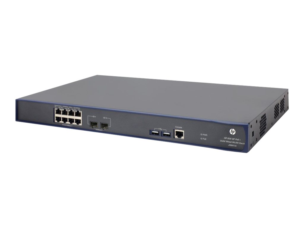JG641A - HPE 830 8-Port PoE+ Unified Wired-WLAN Switch - Switch - managed - 8 x 10/100/1000 (PoE+)