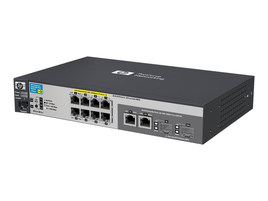 J9562A - HPE Aruba 2915-8G-PoE - Switch - managed - 8 x 10/100/1000 + 2 x Kombi-Gigabit-SFP