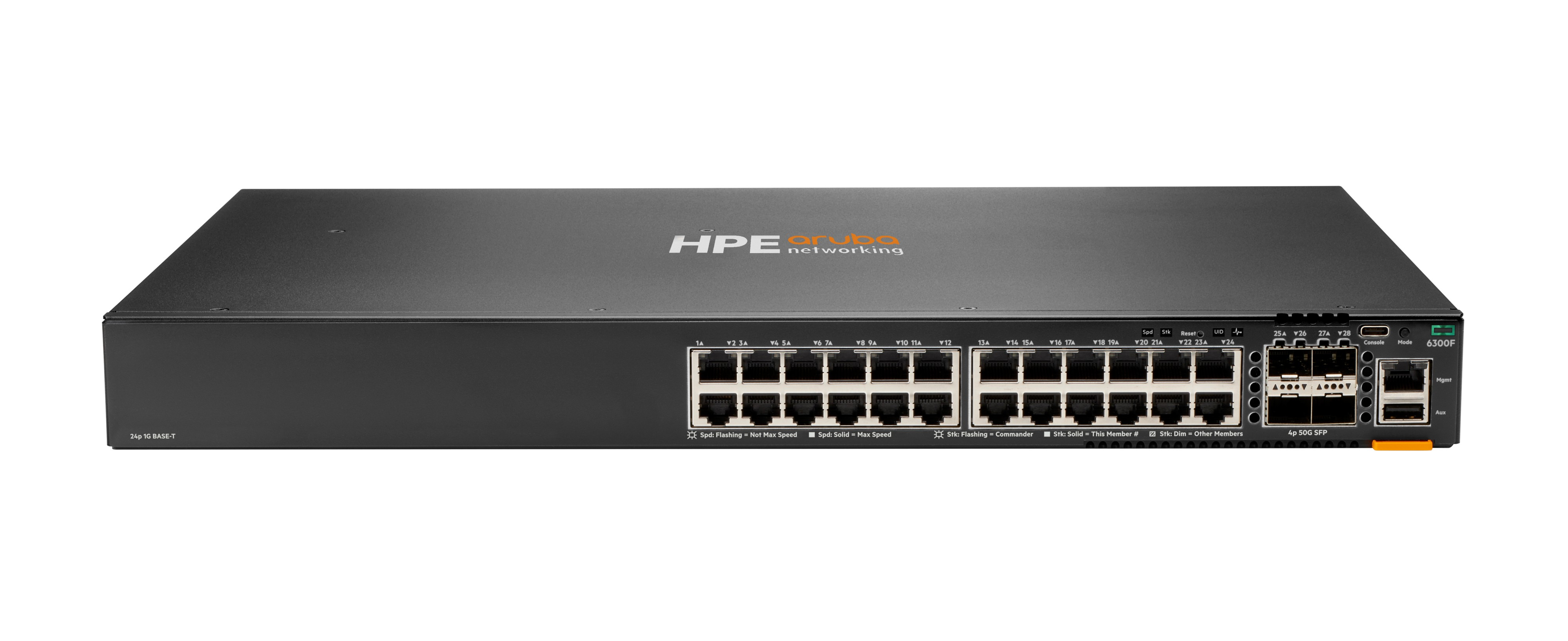 JL668A - HPE Aruba 6300F L3 Managed Switch, 24x 10/100/1000 + 4x 1/10/25/50G SFP56