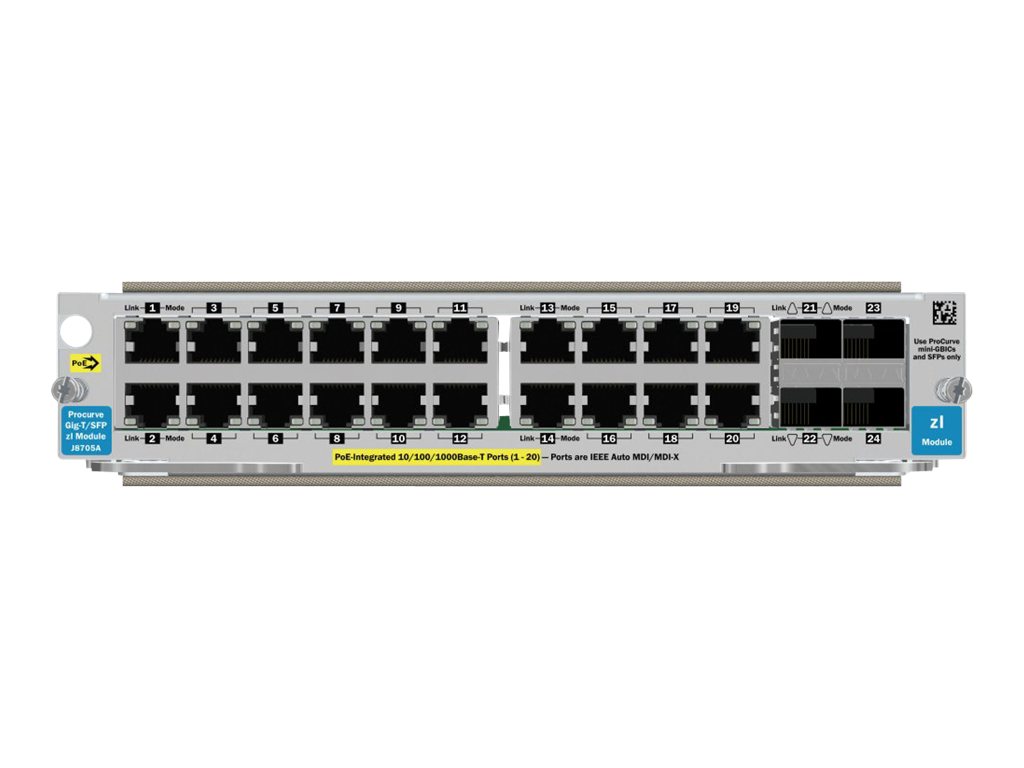 J8705A - HPE 20p 10/100/1000 + 4p Mini-GBIC Module - Módulo de expansión