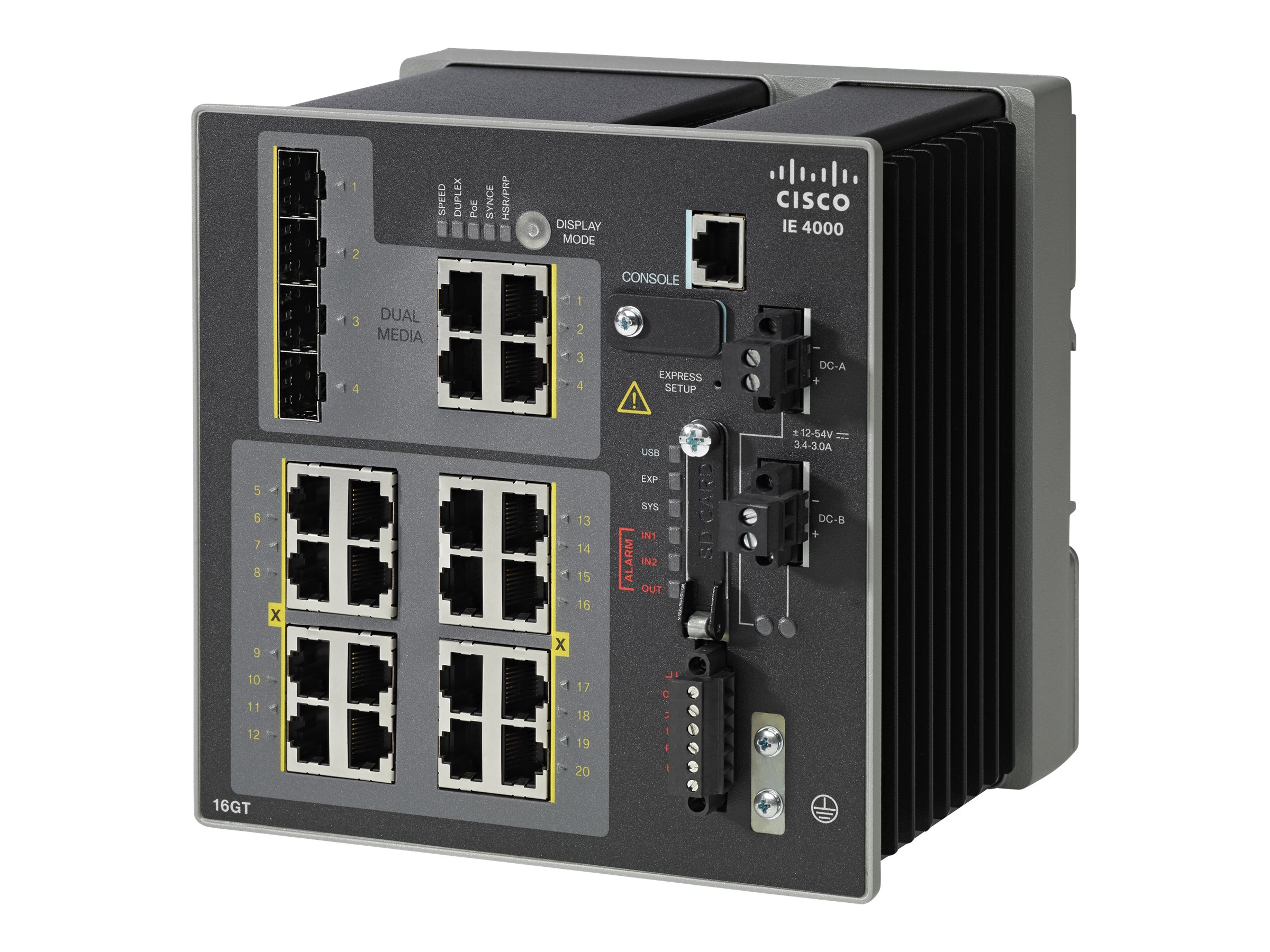 IE-4000-16GT4G-E - Cisco Industrial Ethernet 4000 Series Switch, 16 Gigabit, 4 Gigabit, Enhanced Security