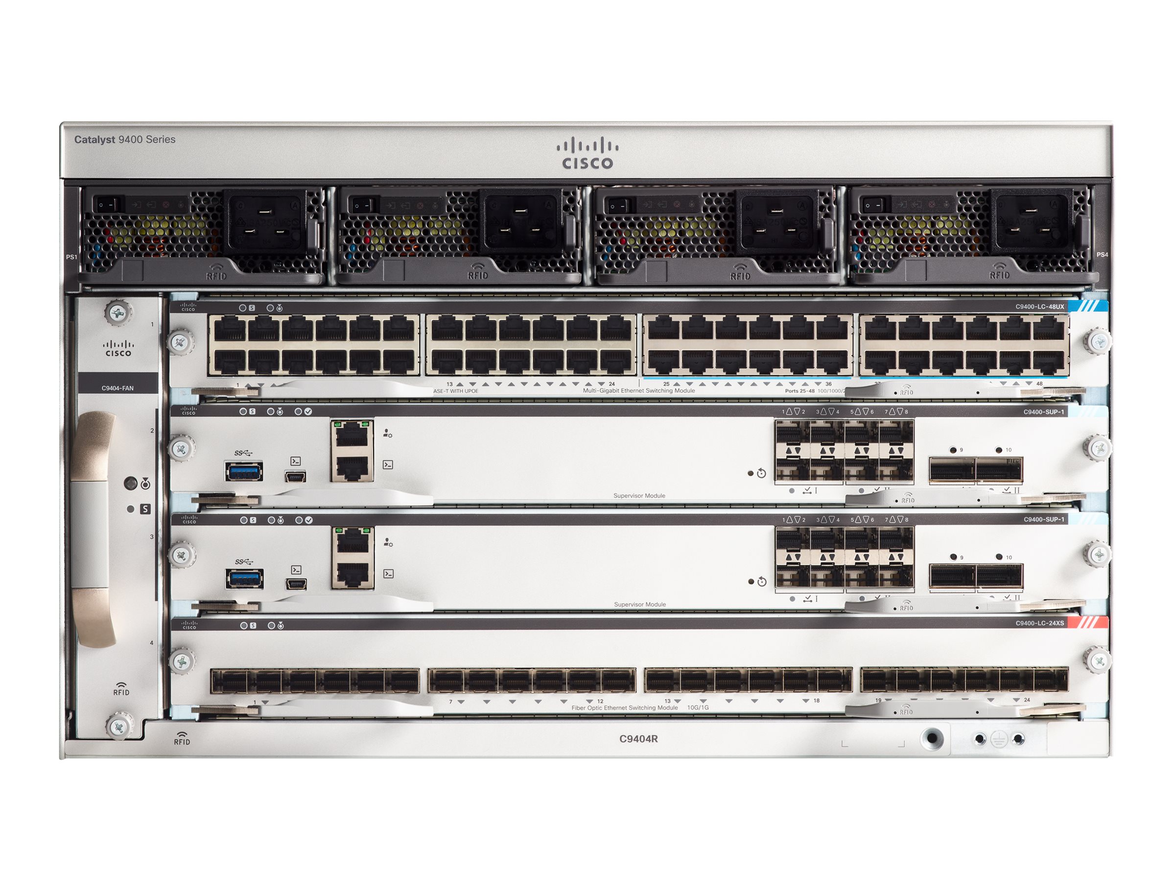 C9404R-48U-BNDL-E - Cisco Catalyst 9404R - Switch - Seite-zu-Seite-Flujo de aire
