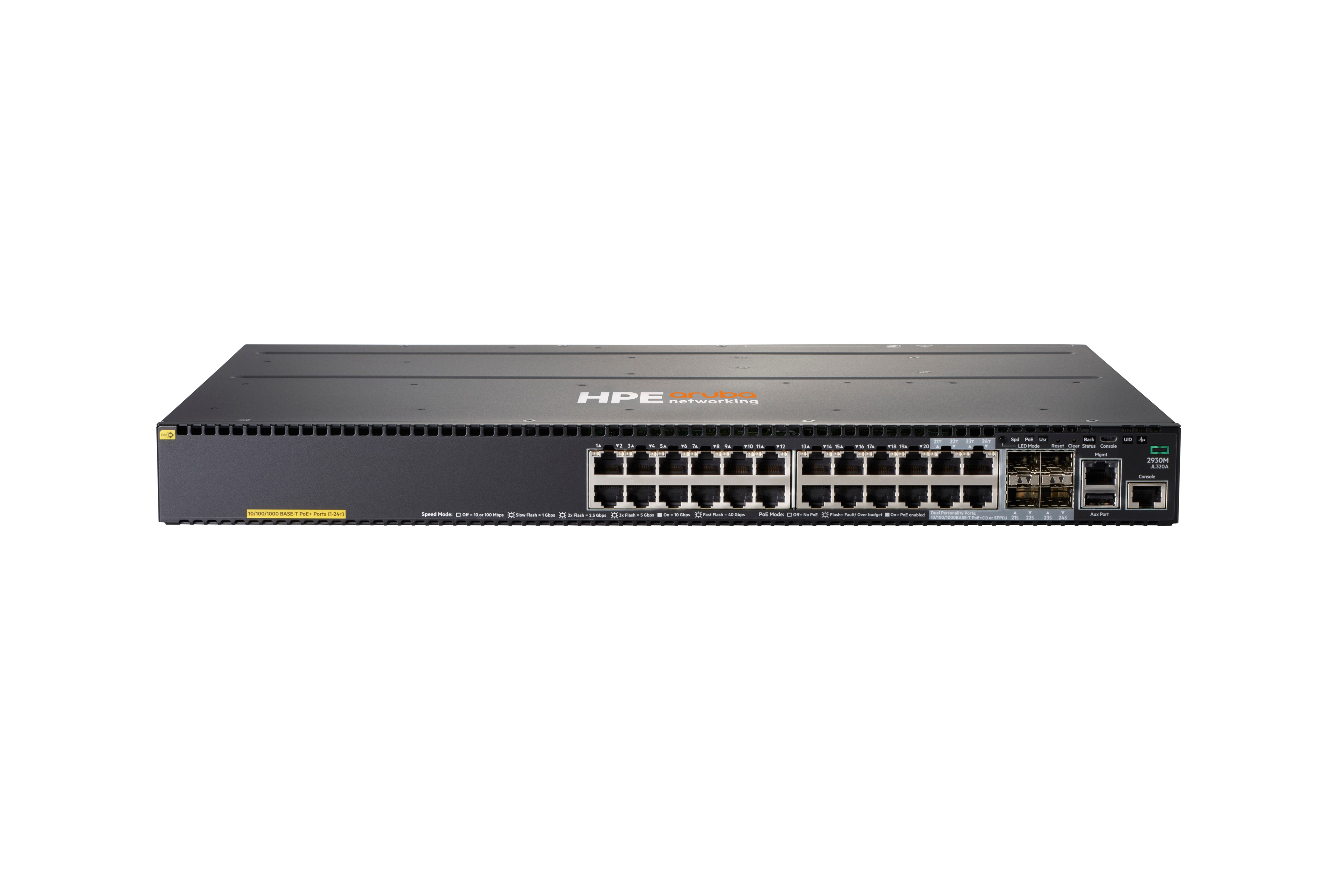 JL320A - HPE Aruba 2930M 24G POE+ 1-Slot Switch, L3 Managed, 20 x 10/100/1000 (PoE+)