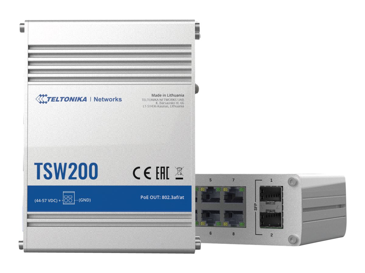 TSW200 - Teltonika TSW200 - Switch - unmanaged - 8 x 10/100/1000 (PoE+)