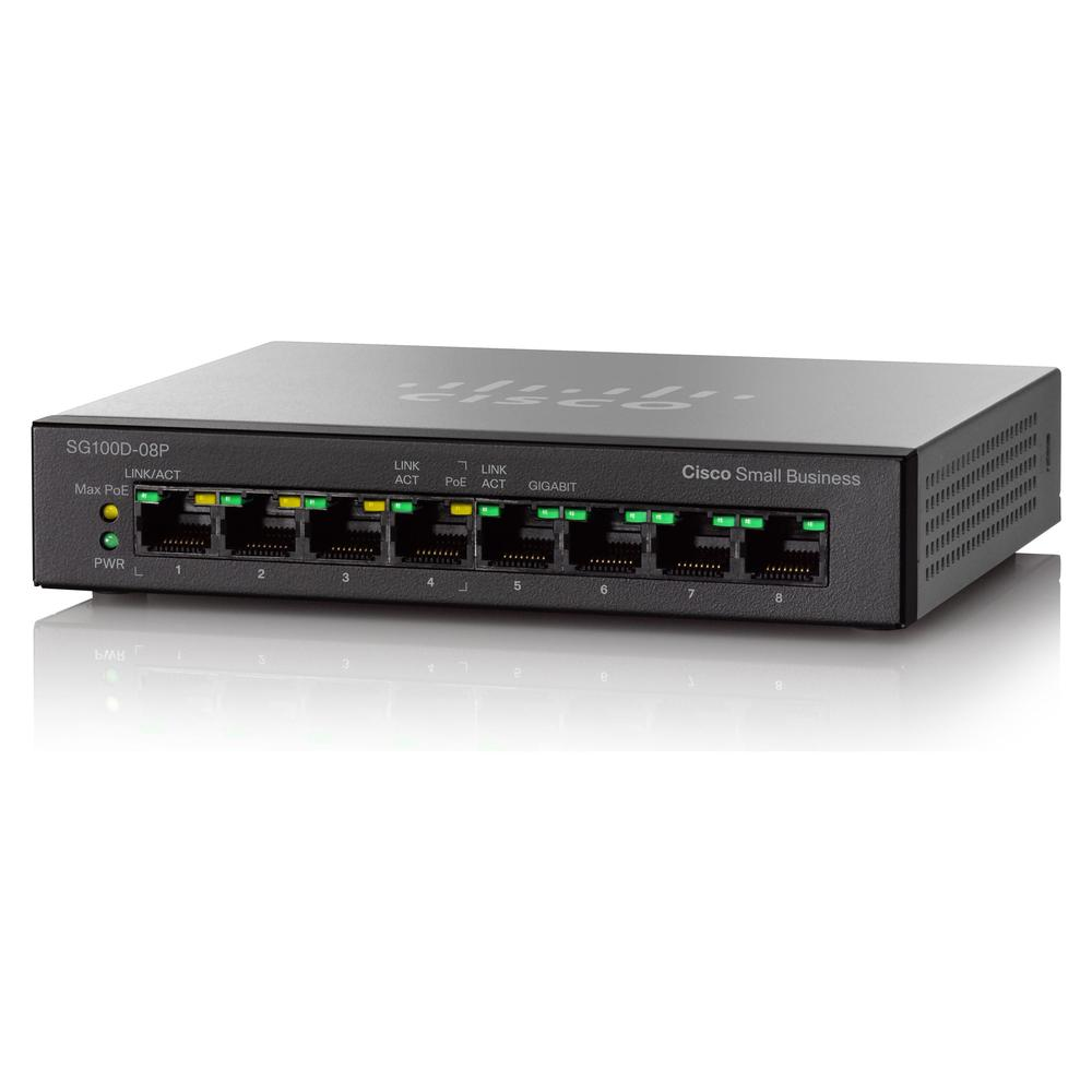 SG100D-08P-EU - Cisco Small Business Switch, unmanaged, 4 x 10/100/1000 (PoE)